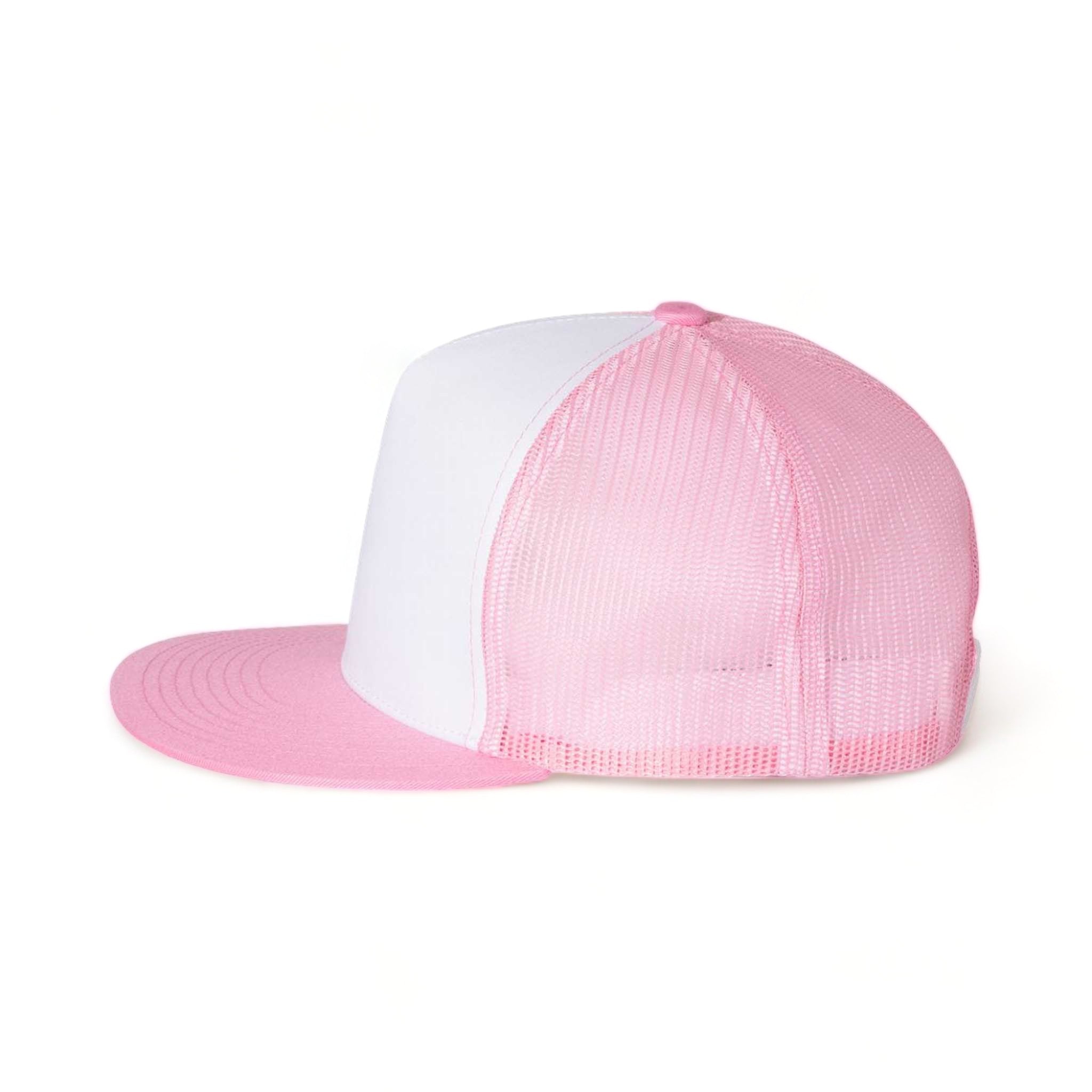 Side view of YP Classics 6006 custom hat in pink, white and pink