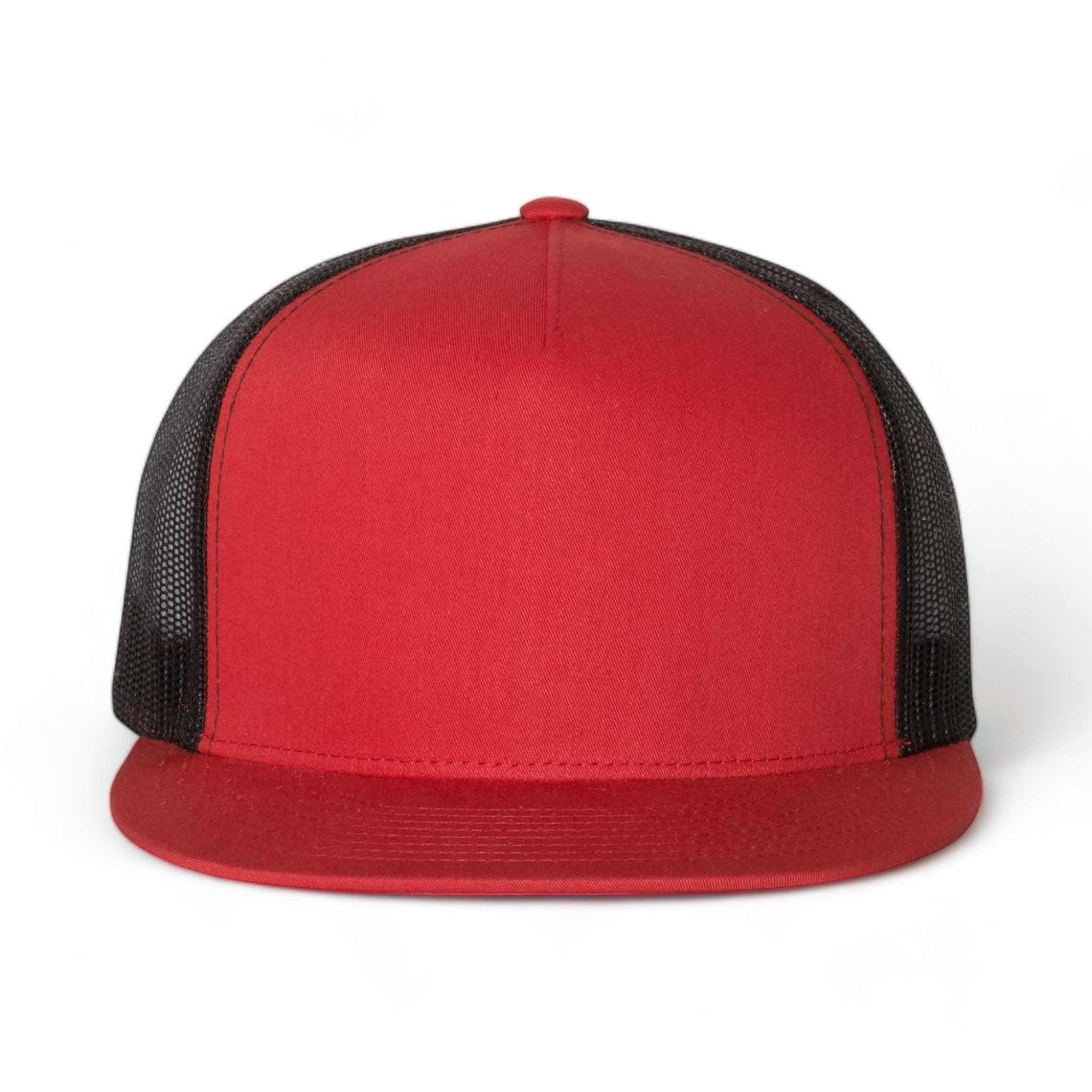 Front view of YP Classics 6006 custom hat in red and black