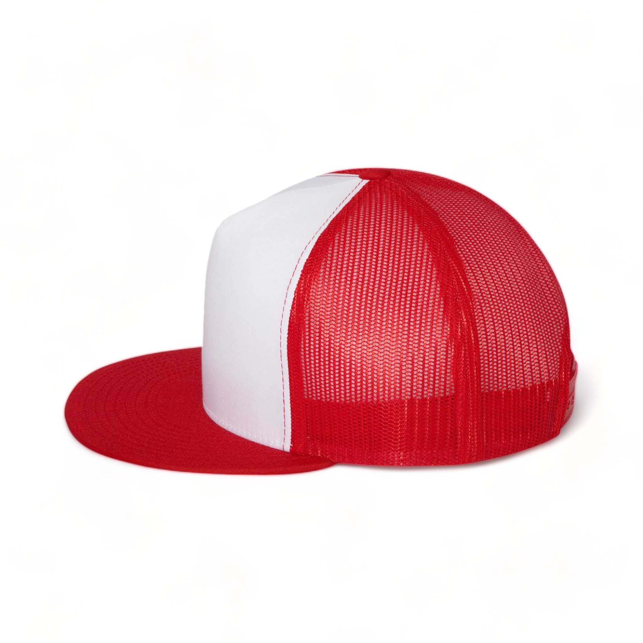 Side view of YP Classics 6006 custom hat in red, white and red