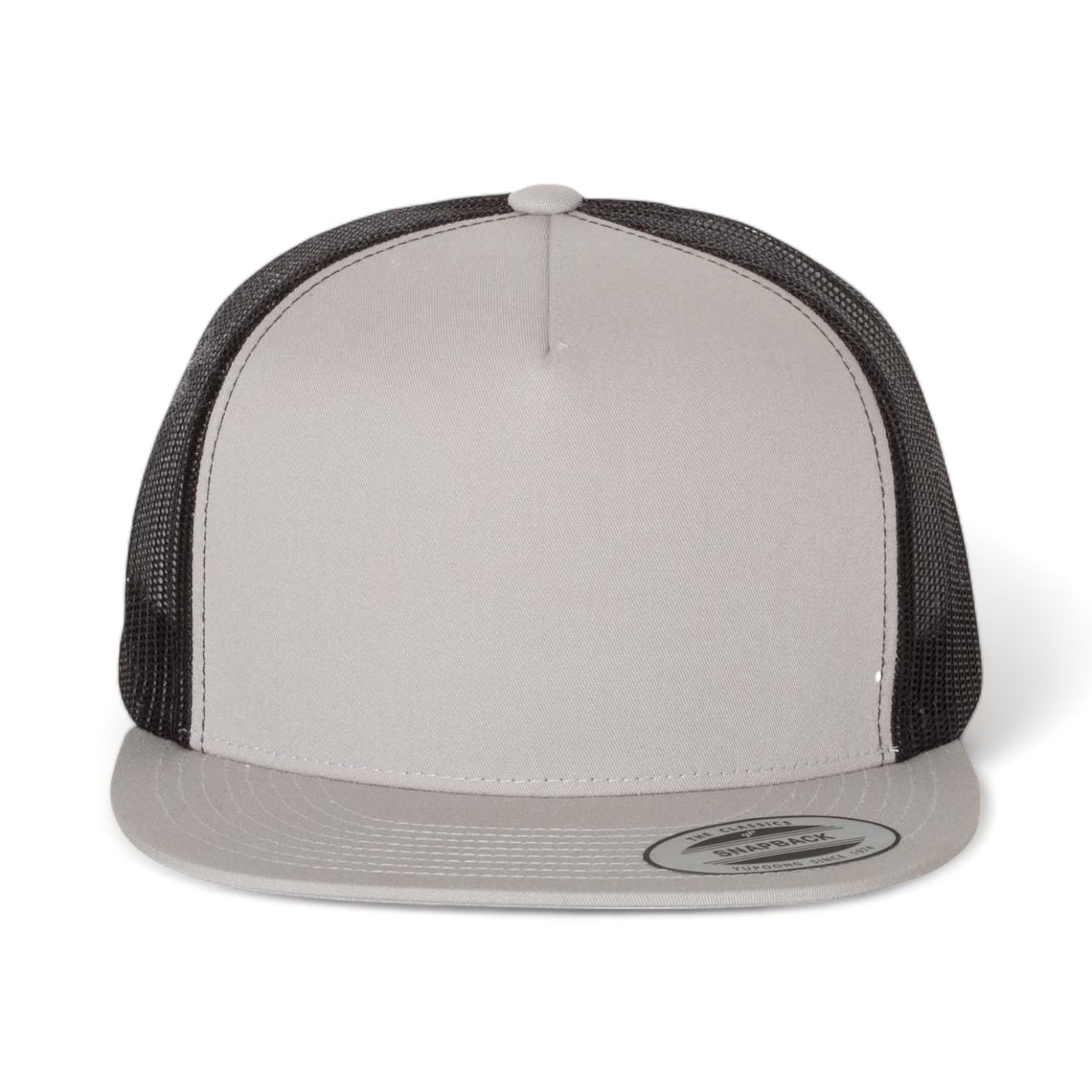Front view of YP Classics 6006 custom hat in silver and black