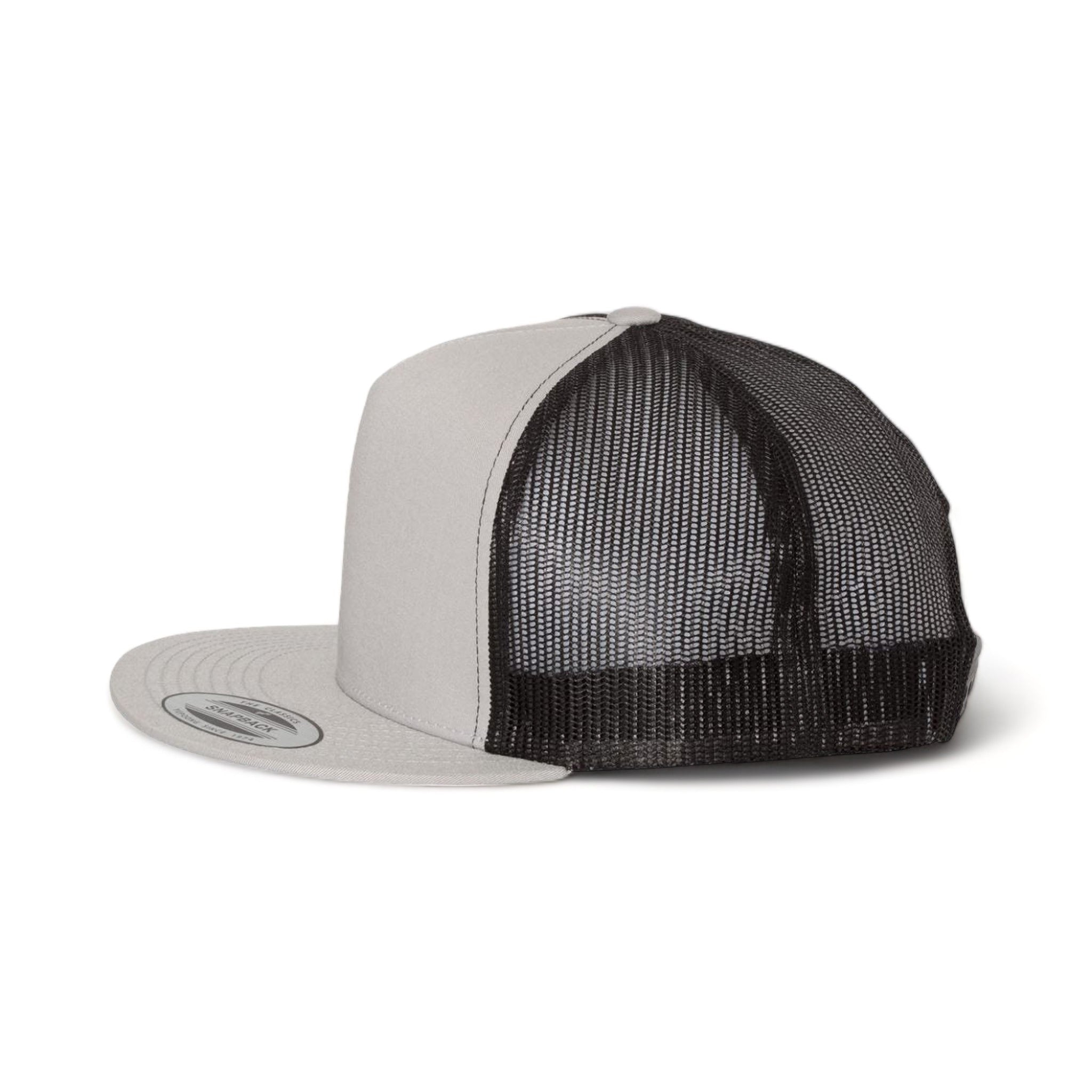 Side view of YP Classics 6006 custom hat in silver and black