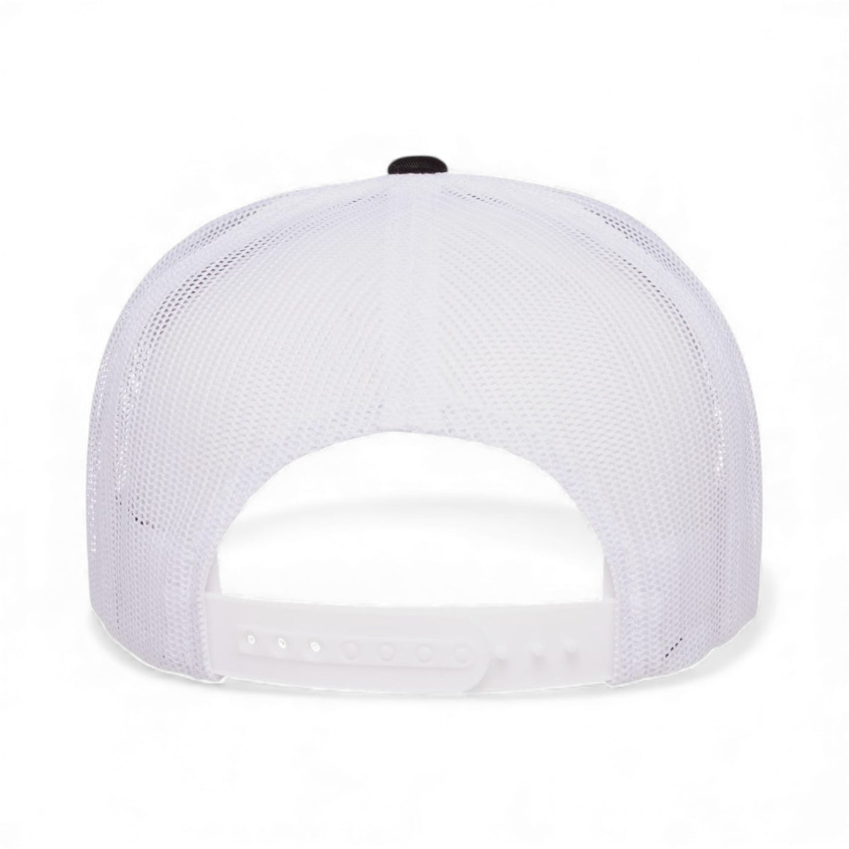 Back view of YP Classics 6006 custom hat in black and white