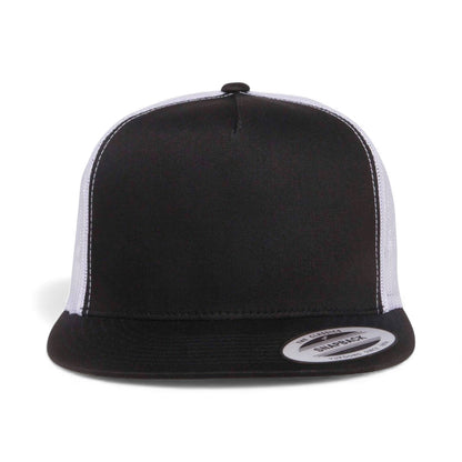 Front view of YP Classics 6006 custom hat in black and white