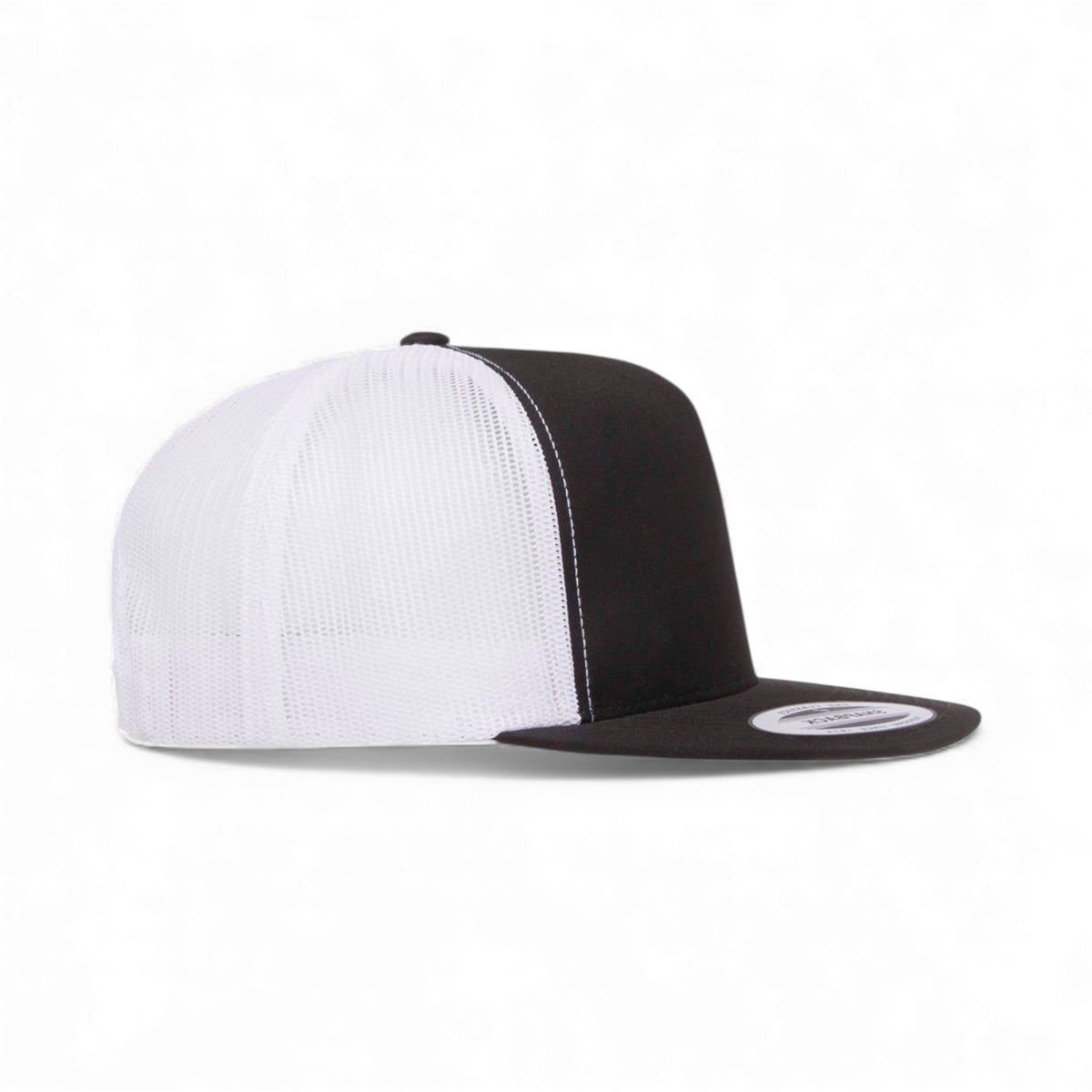 Right side view of YP Classics 6006 custom hat in black and white