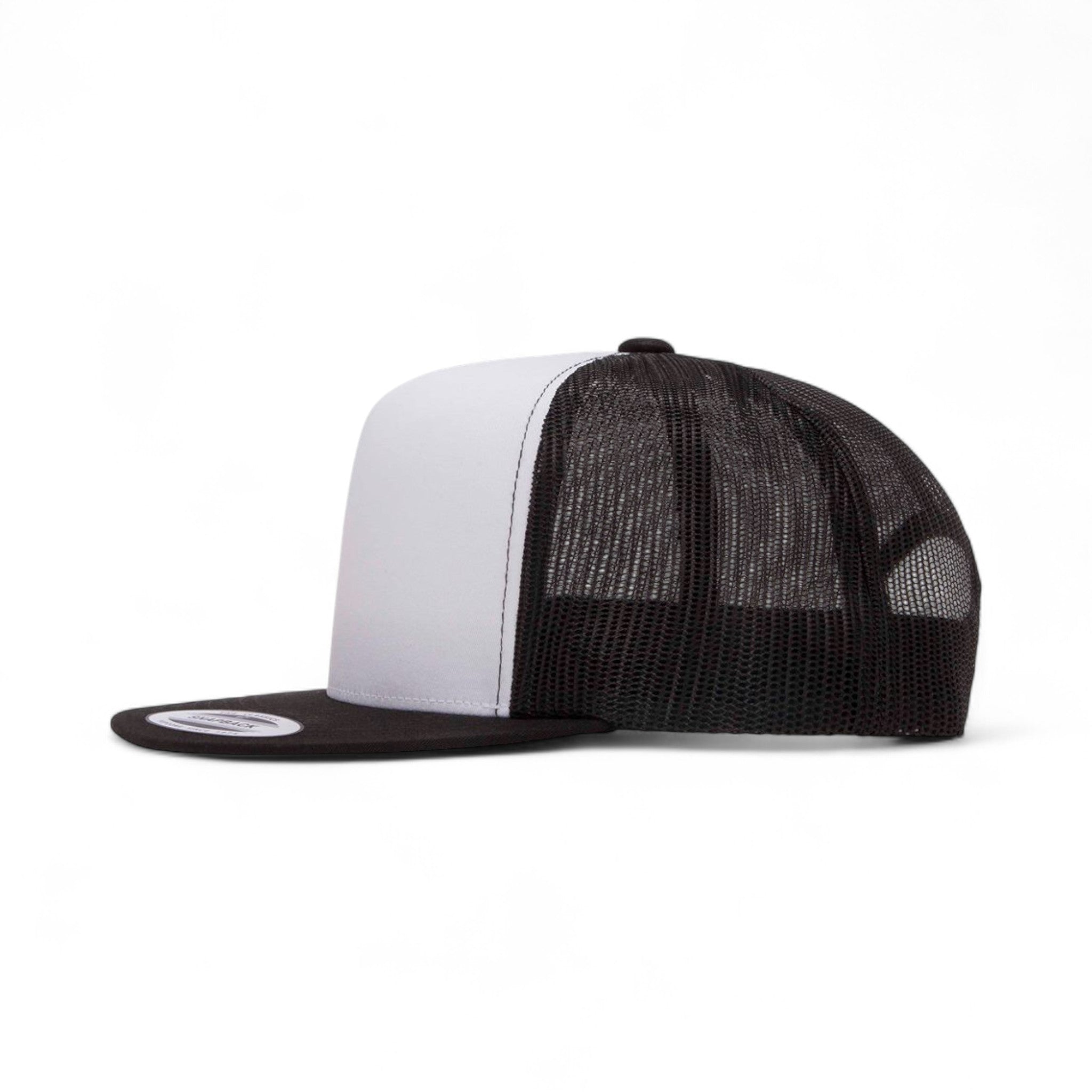 Left side view of YP Classics 6006 custom hat in black, white and black