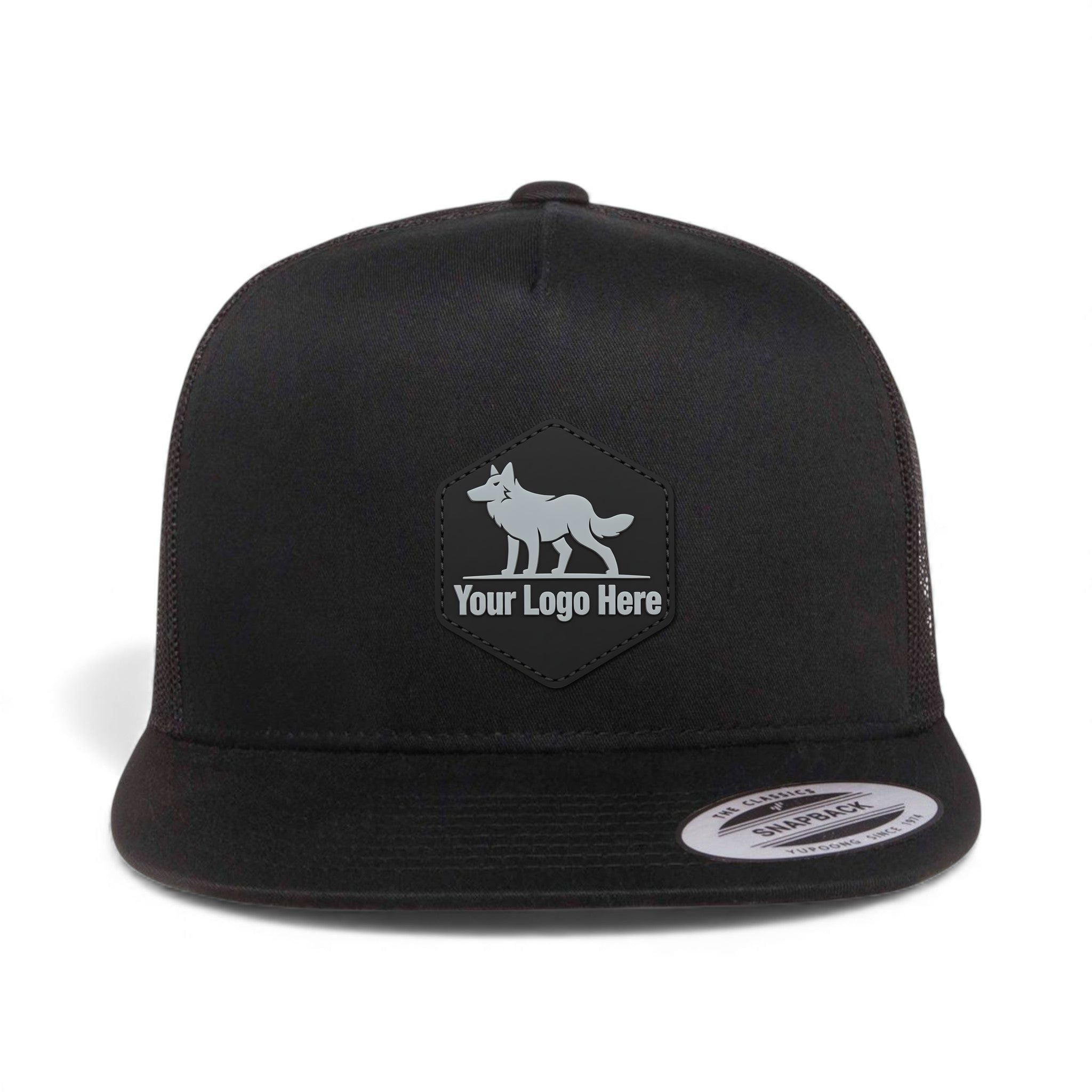 PVC patch preview of YP Classics 6006 custom hat in black