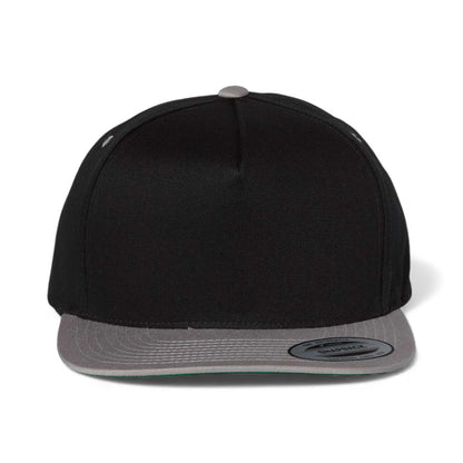 Front view of YP Classics 6007 custom hat in black and grey