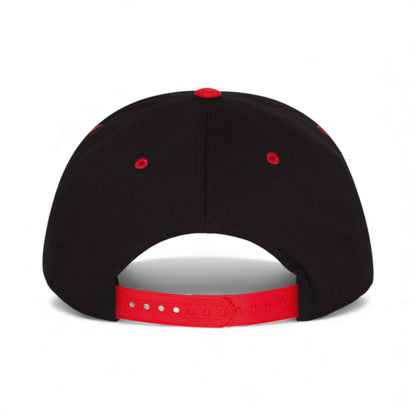 Back view of YP Classics 6007 custom hat in black and red