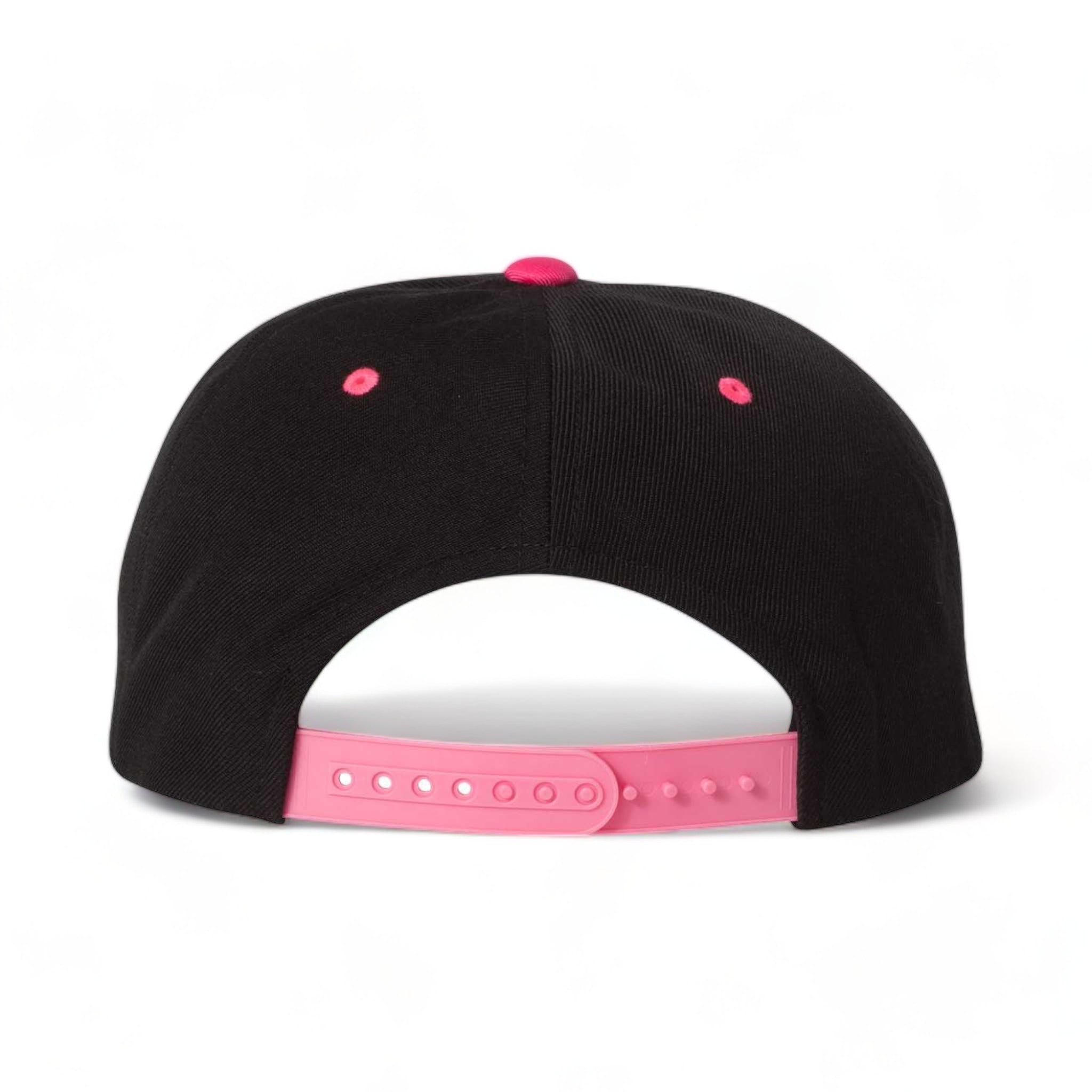 Back view of YP Classics 6089M custom hat in black and neon pink