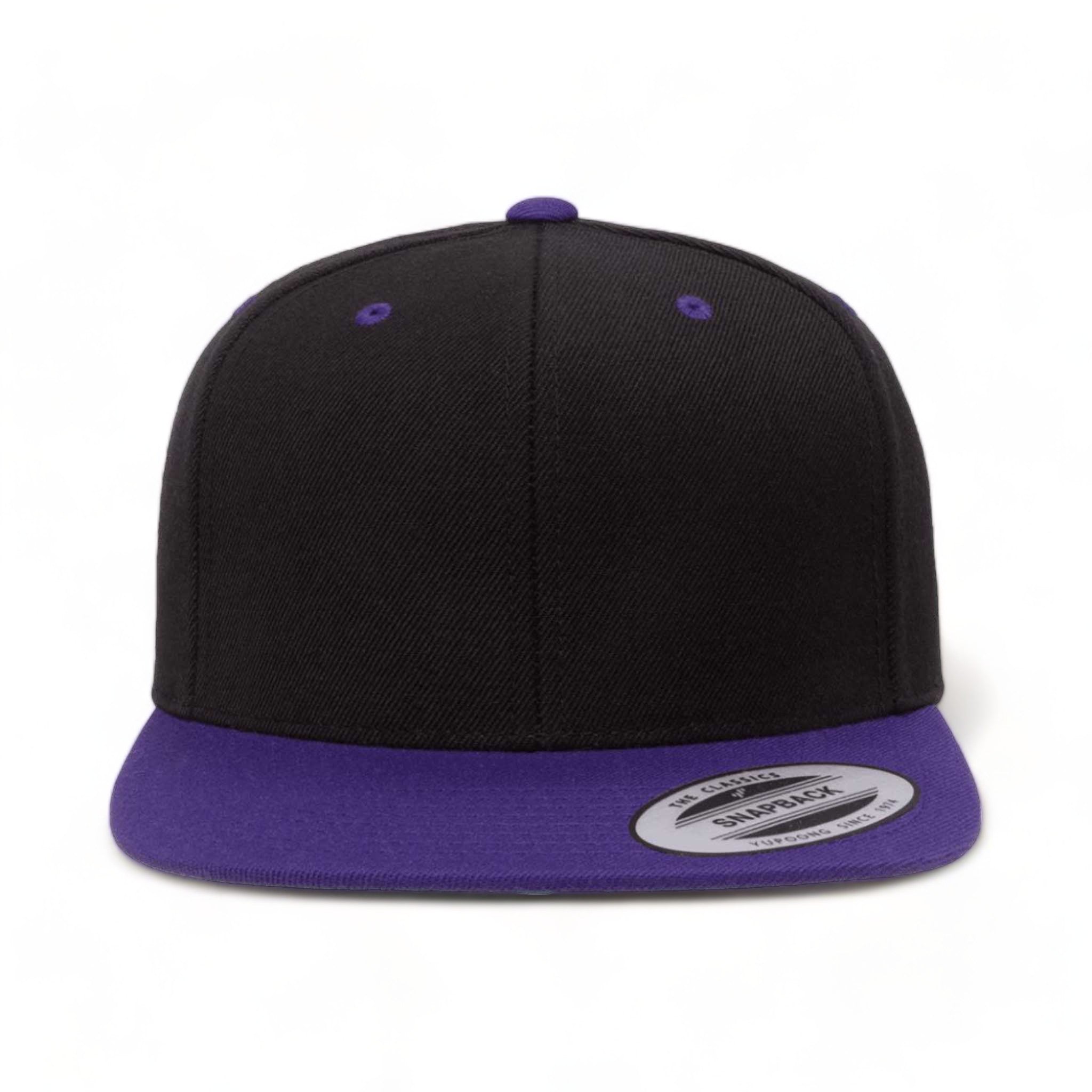 Front view of YP Classics 6089M custom hat in black and purple