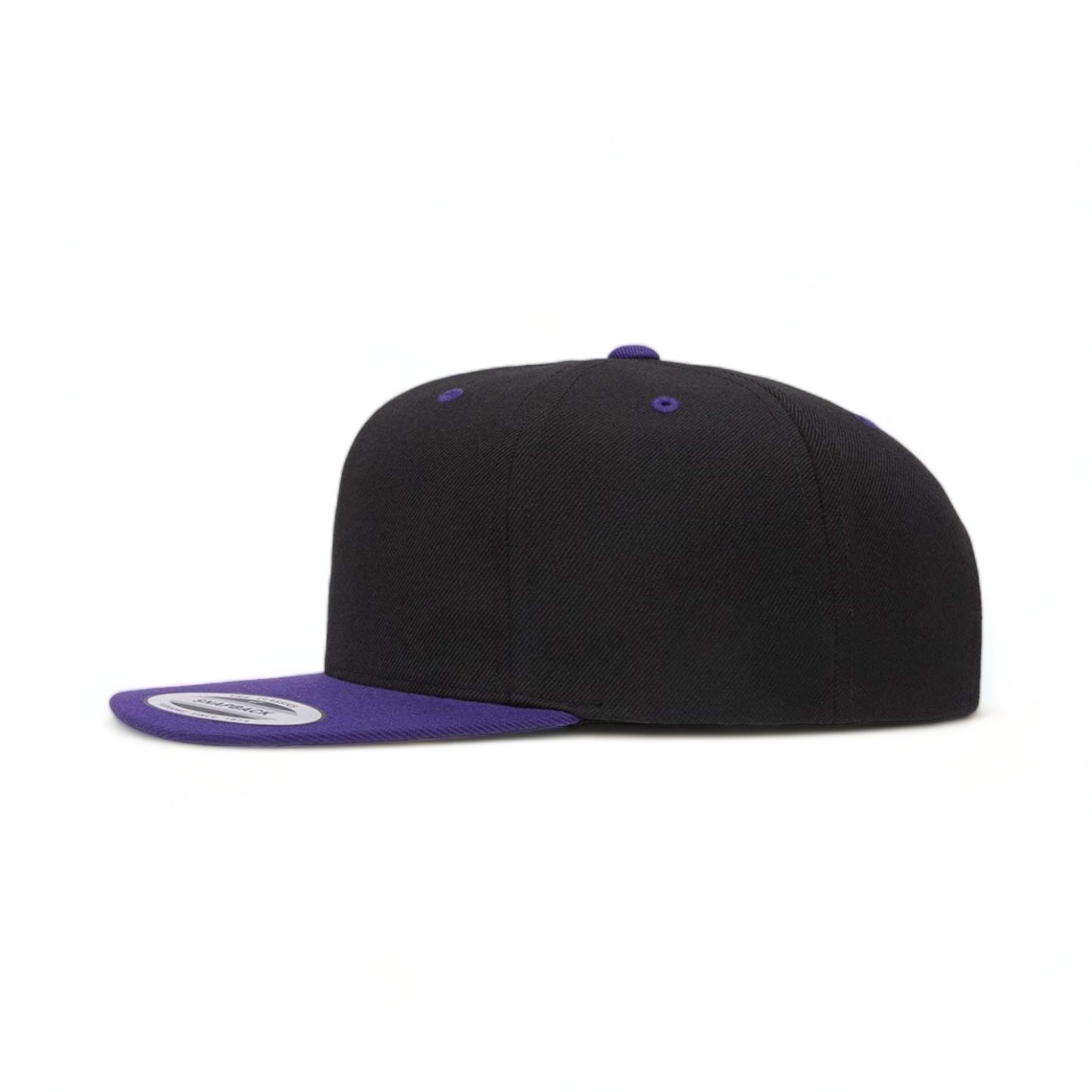 Side view of YP Classics 6089M custom hat in black and purple
