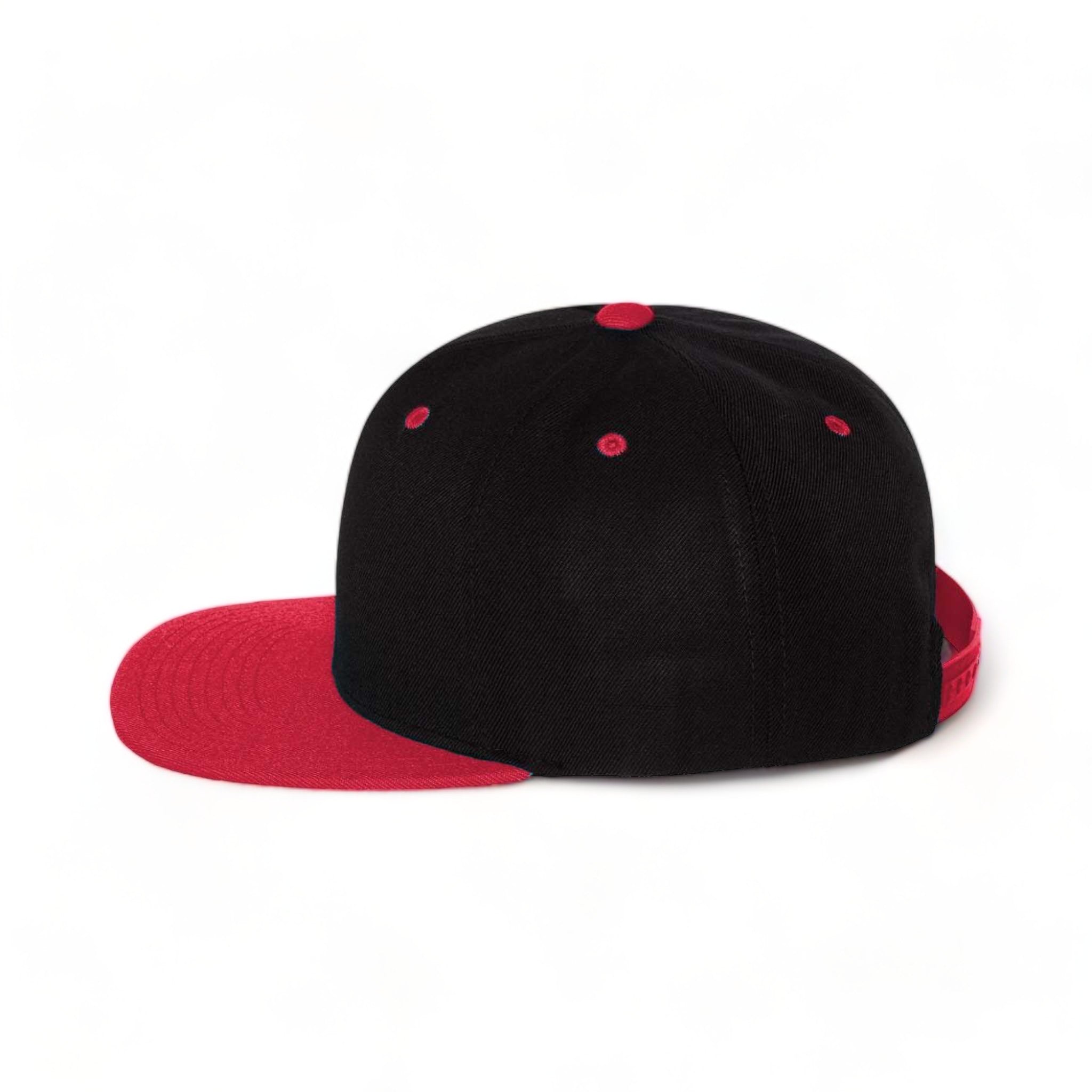 Side view of YP Classics 6089M custom hat in black and red