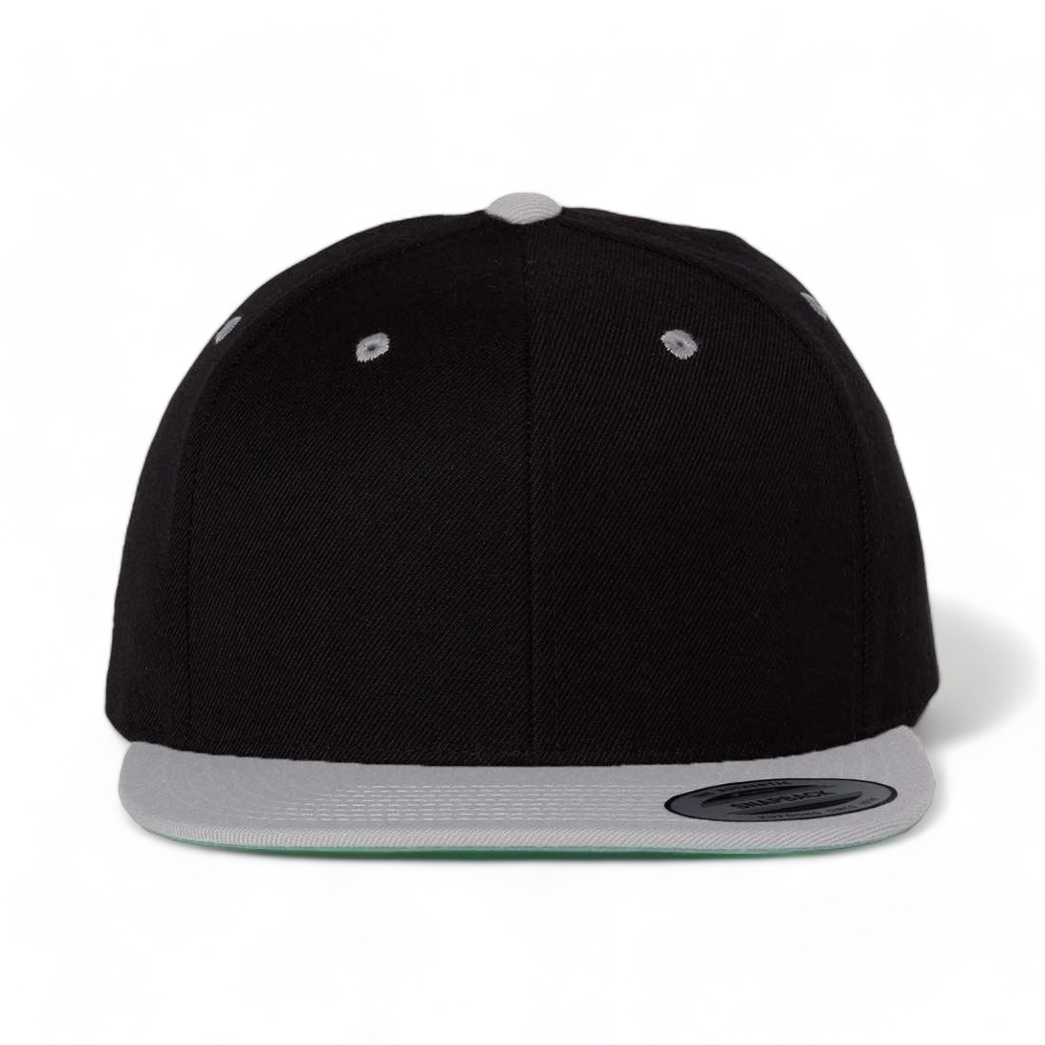 Front view of YP Classics 6089M custom hat in black and silver