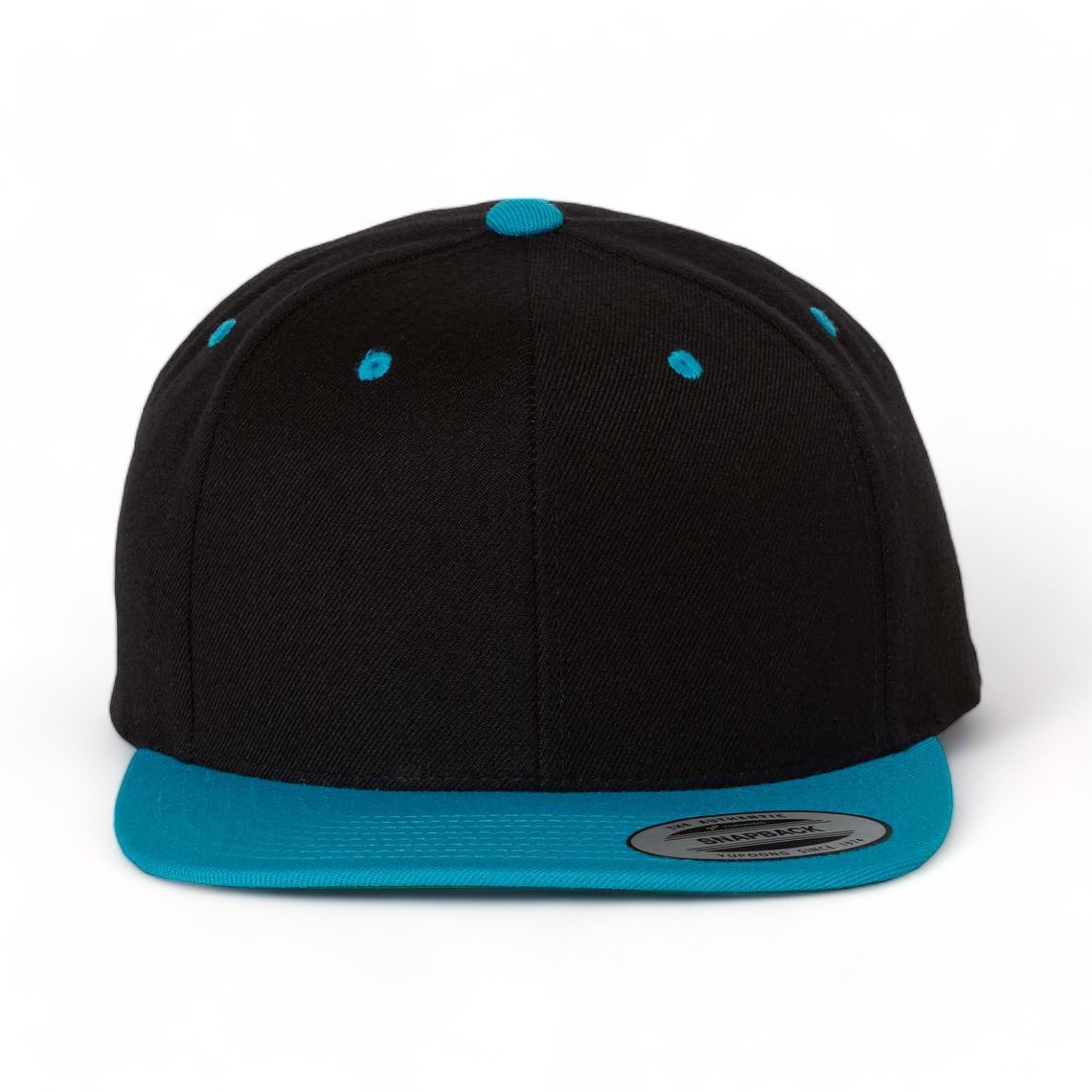 Front view of YP Classics 6089M custom hat in black and teal