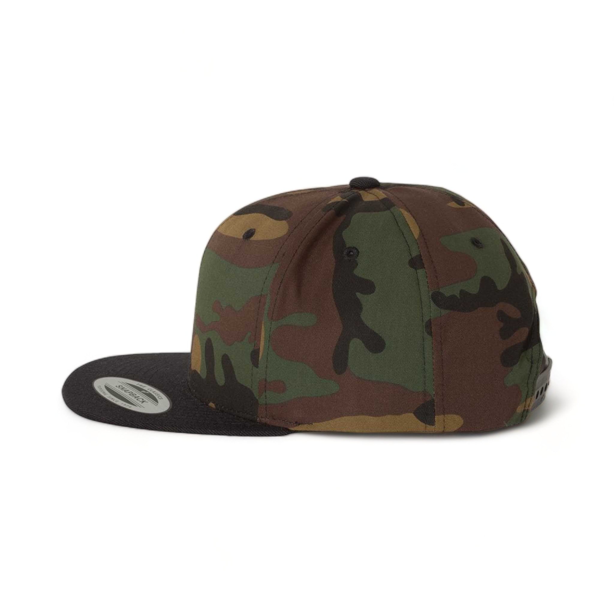 Side view of YP Classics 6089M custom hat in camo and black