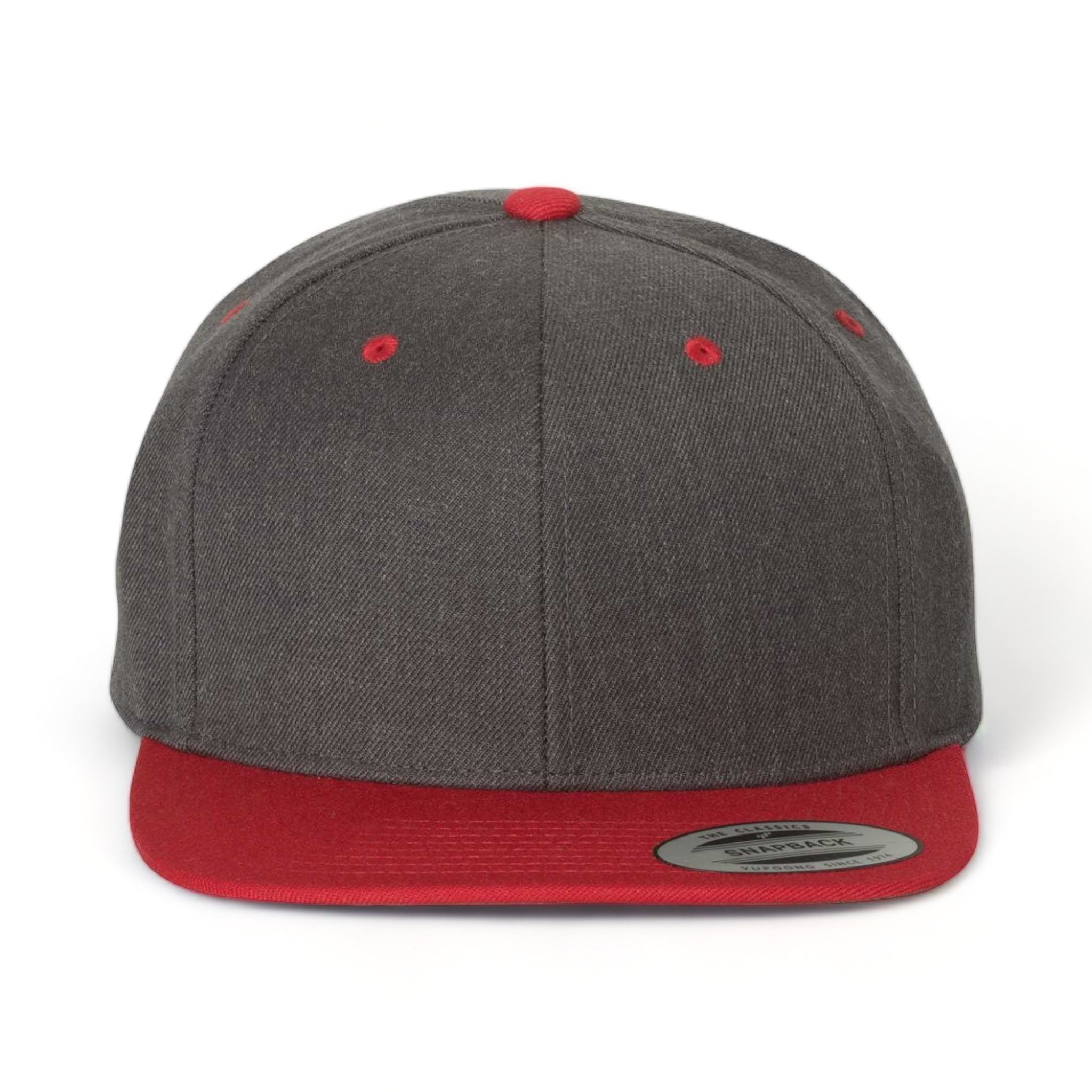 Front view of YP Classics 6089M custom hat in dark heather and red