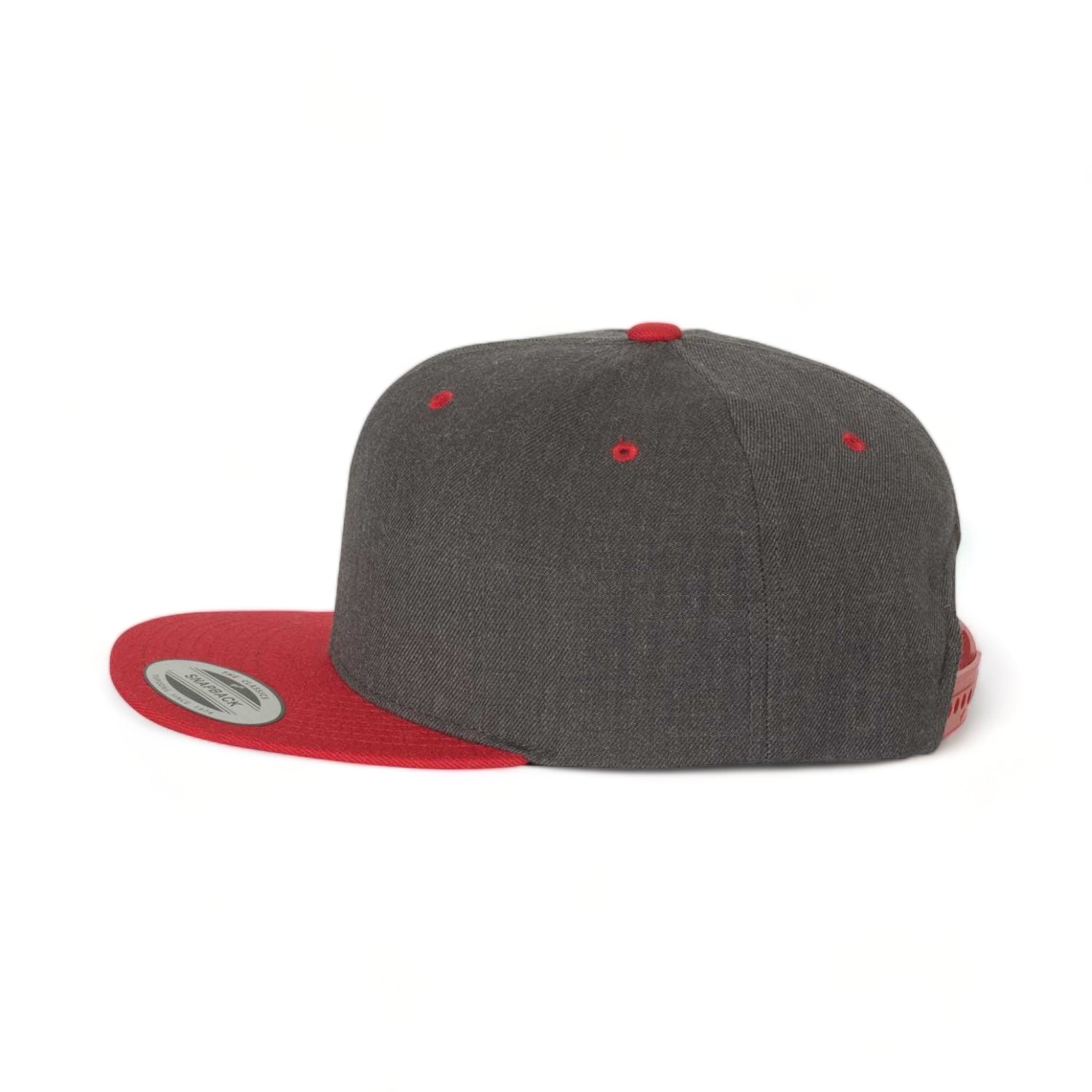 Side view of YP Classics 6089M custom hat in dark heather and red