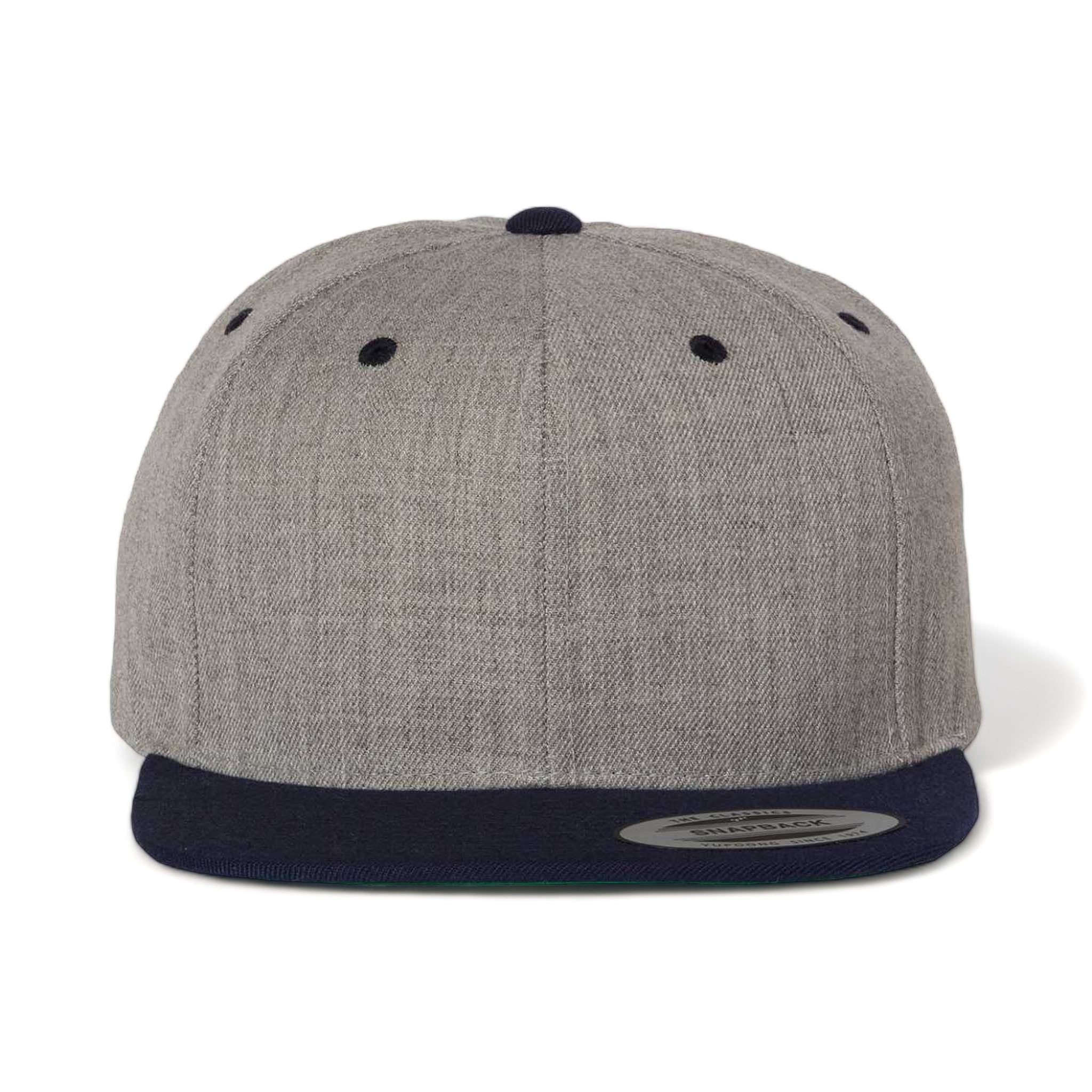 Front view of YP Classics 6089M custom hat in heather grey and navy