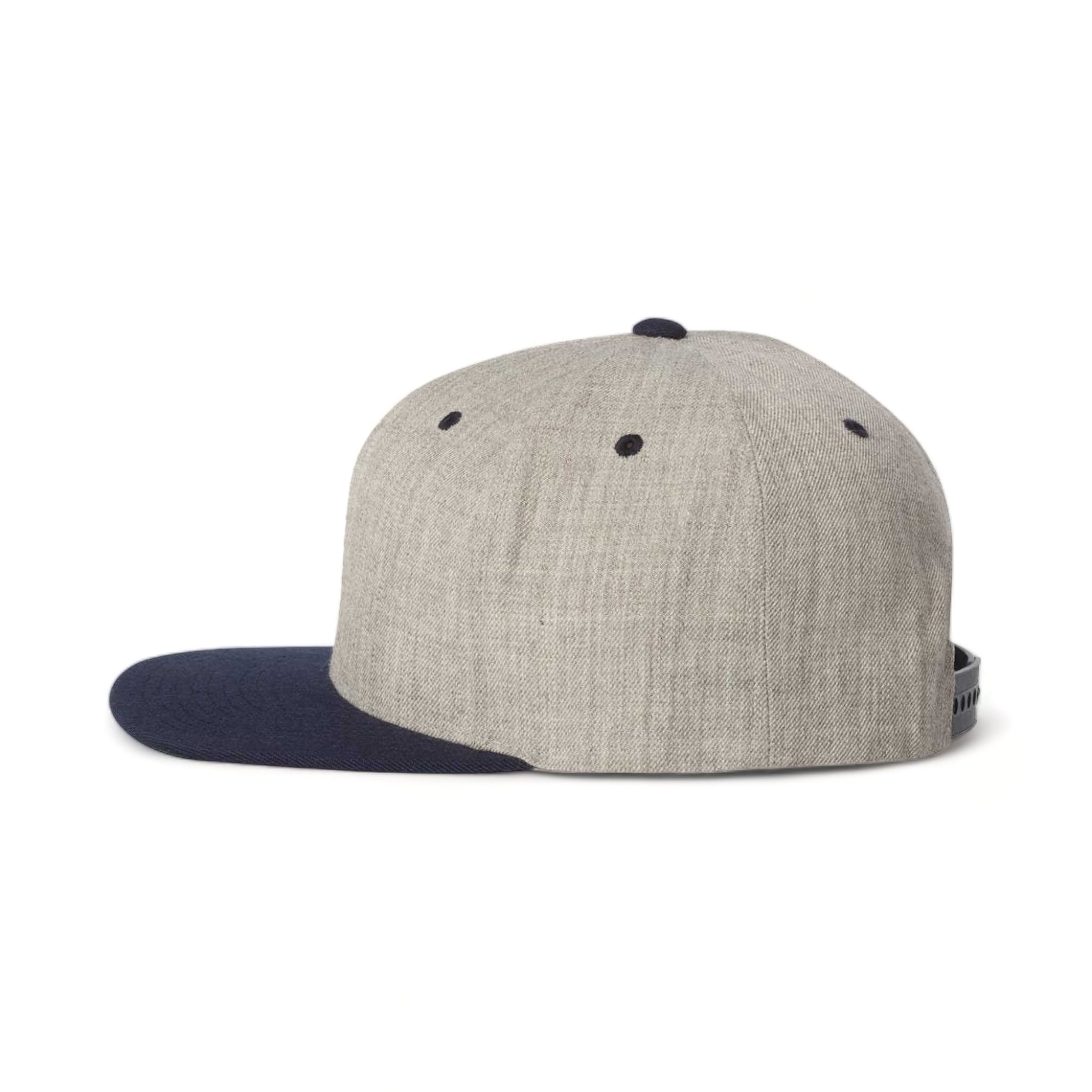 Side view of YP Classics 6089M custom hat in heather grey and navy