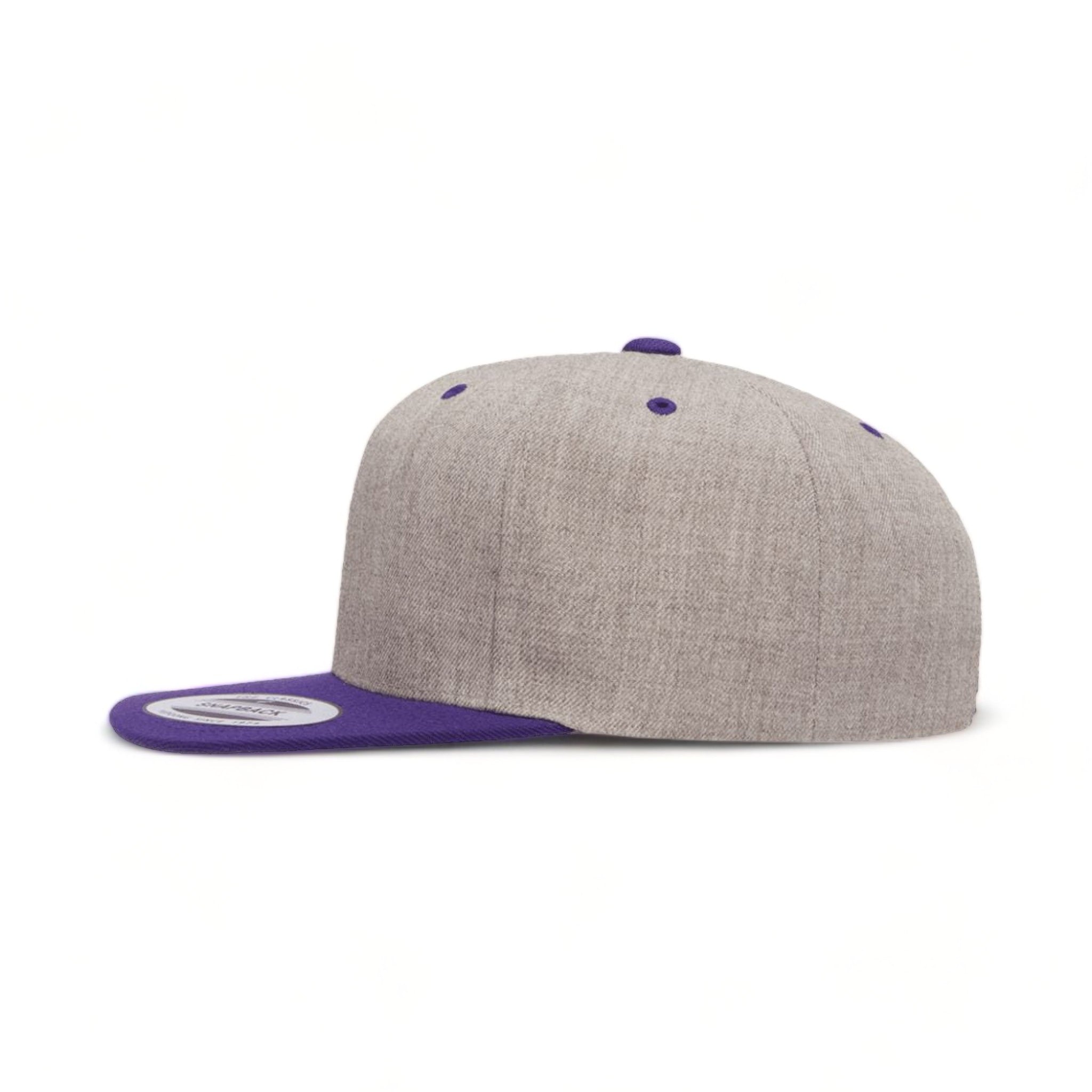 Side view of YP Classics 6089M custom hat in heather grey and purple