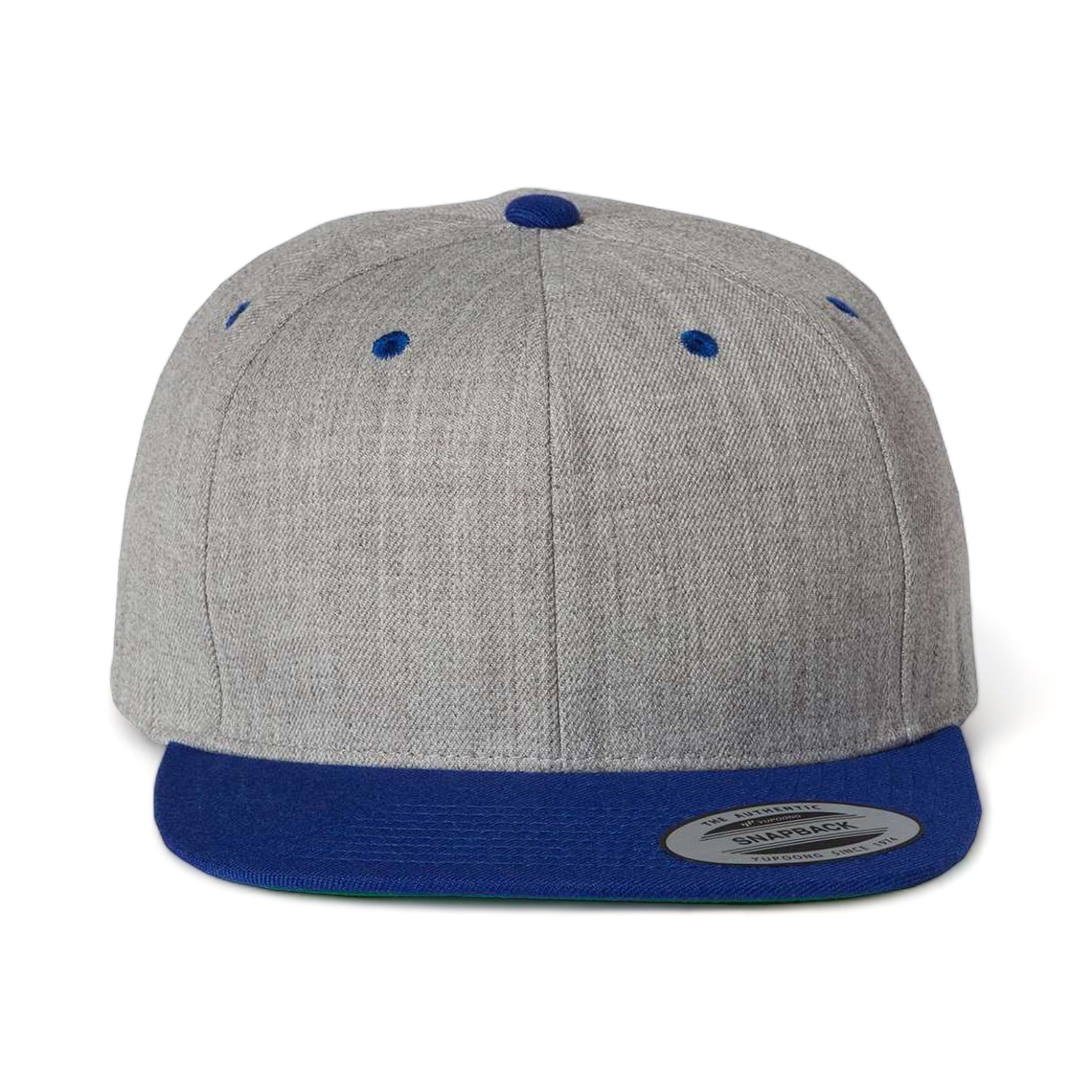 Front view of YP Classics 6089M custom hat in heather grey and royal