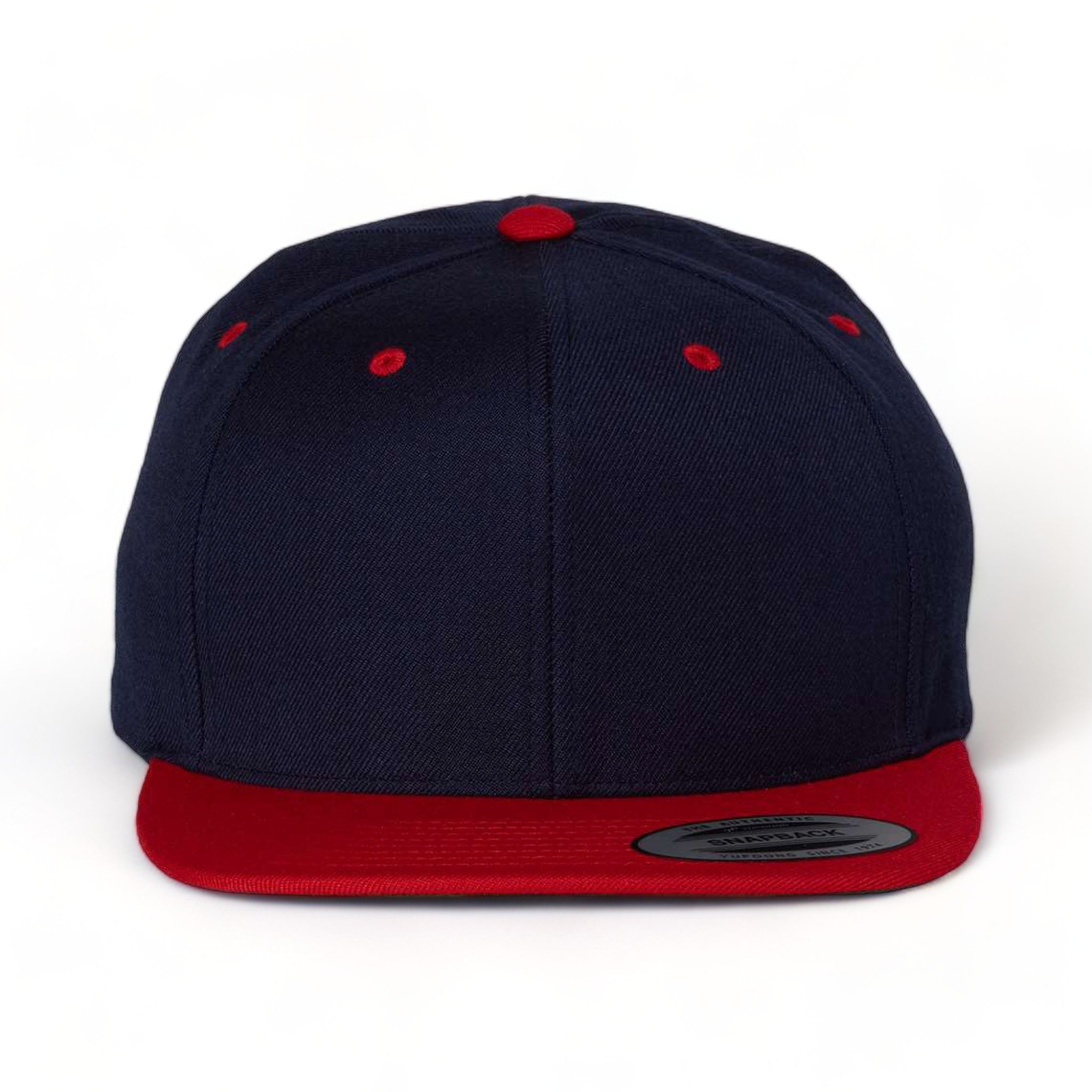 Front view of YP Classics 6089M custom hat in navy and red