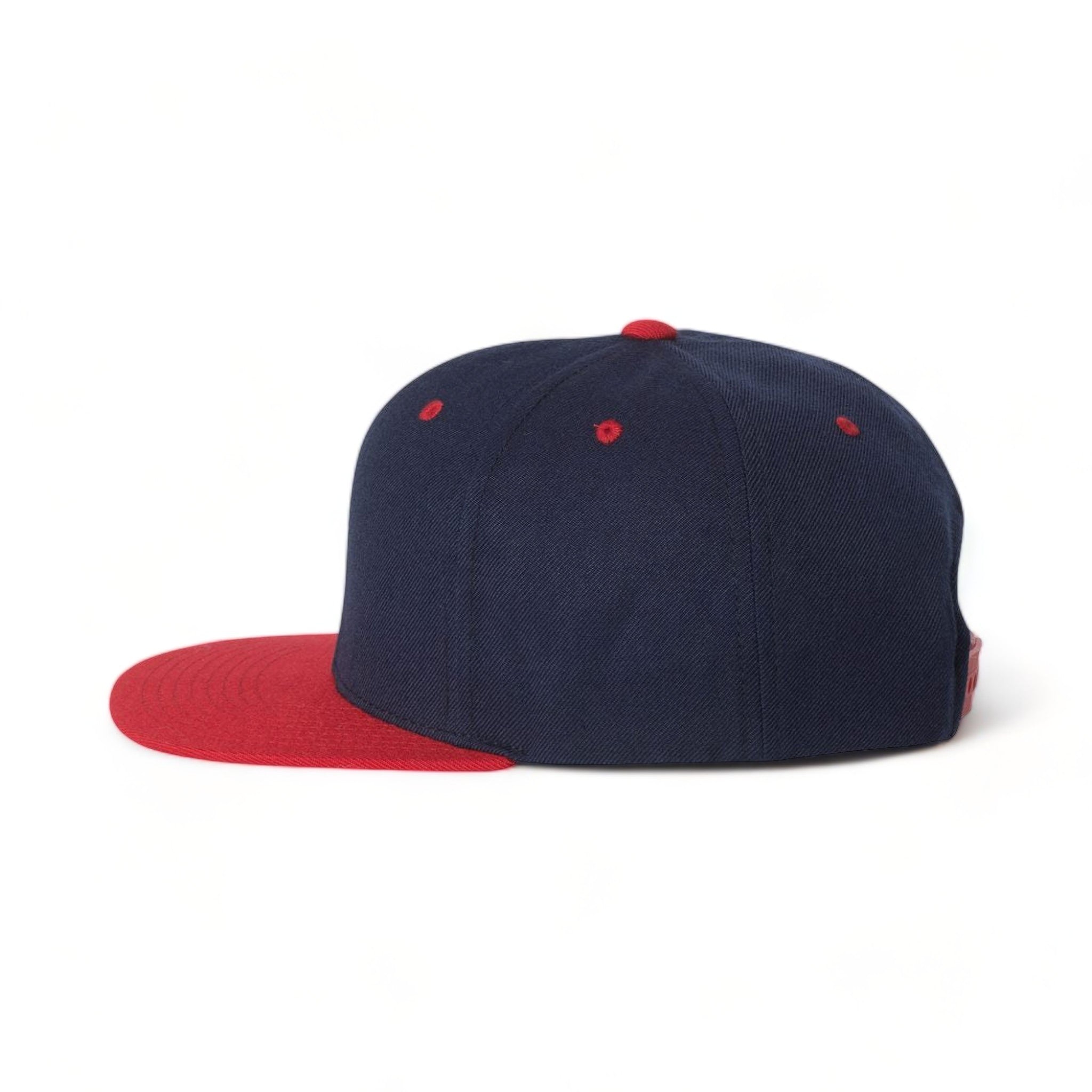 Side view of YP Classics 6089M custom hat in navy and red