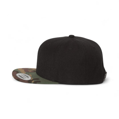 Left side view of YP Classics 6089M custom hat in black and camo