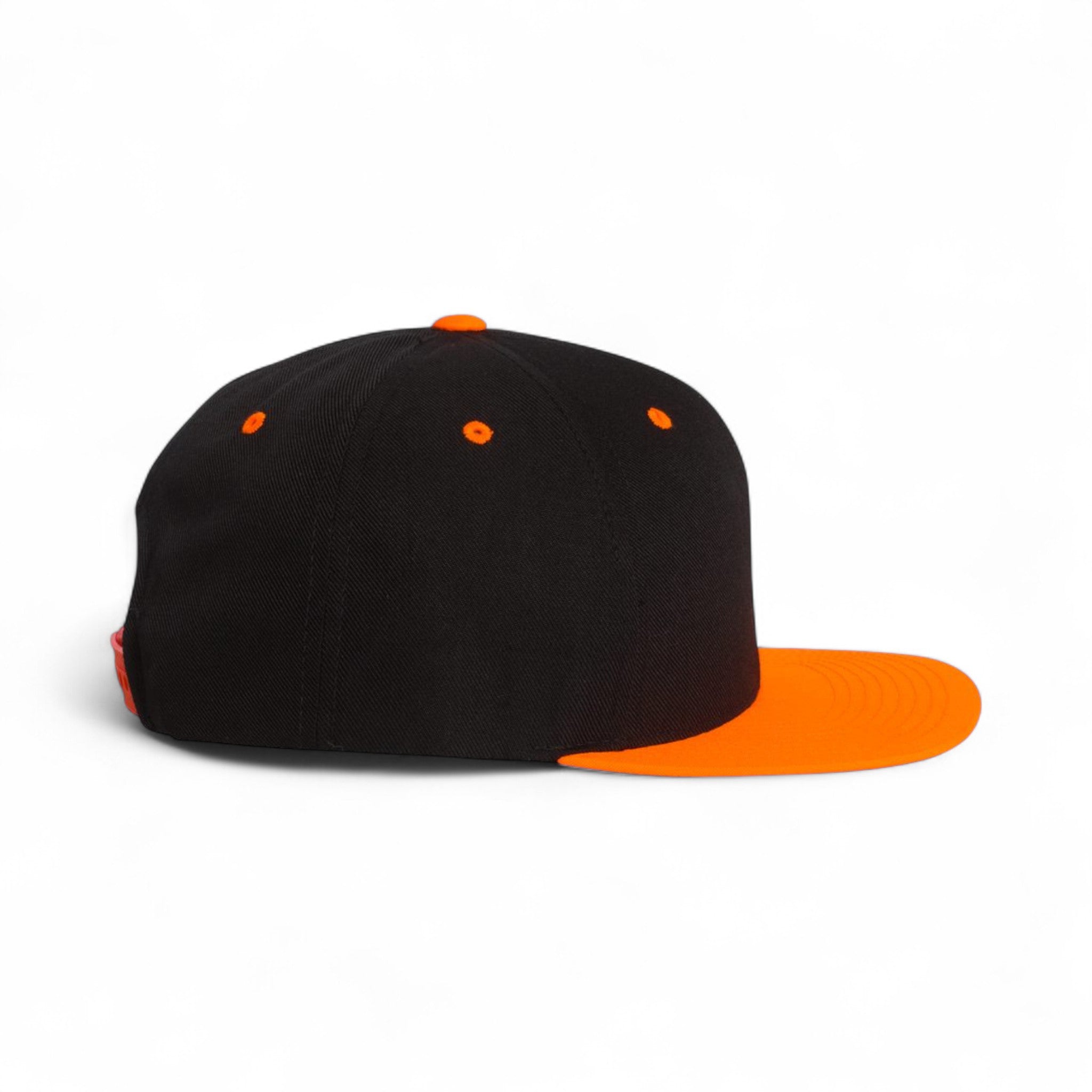 Right side view of YP Classics 6089M custom hat in black and neon orange