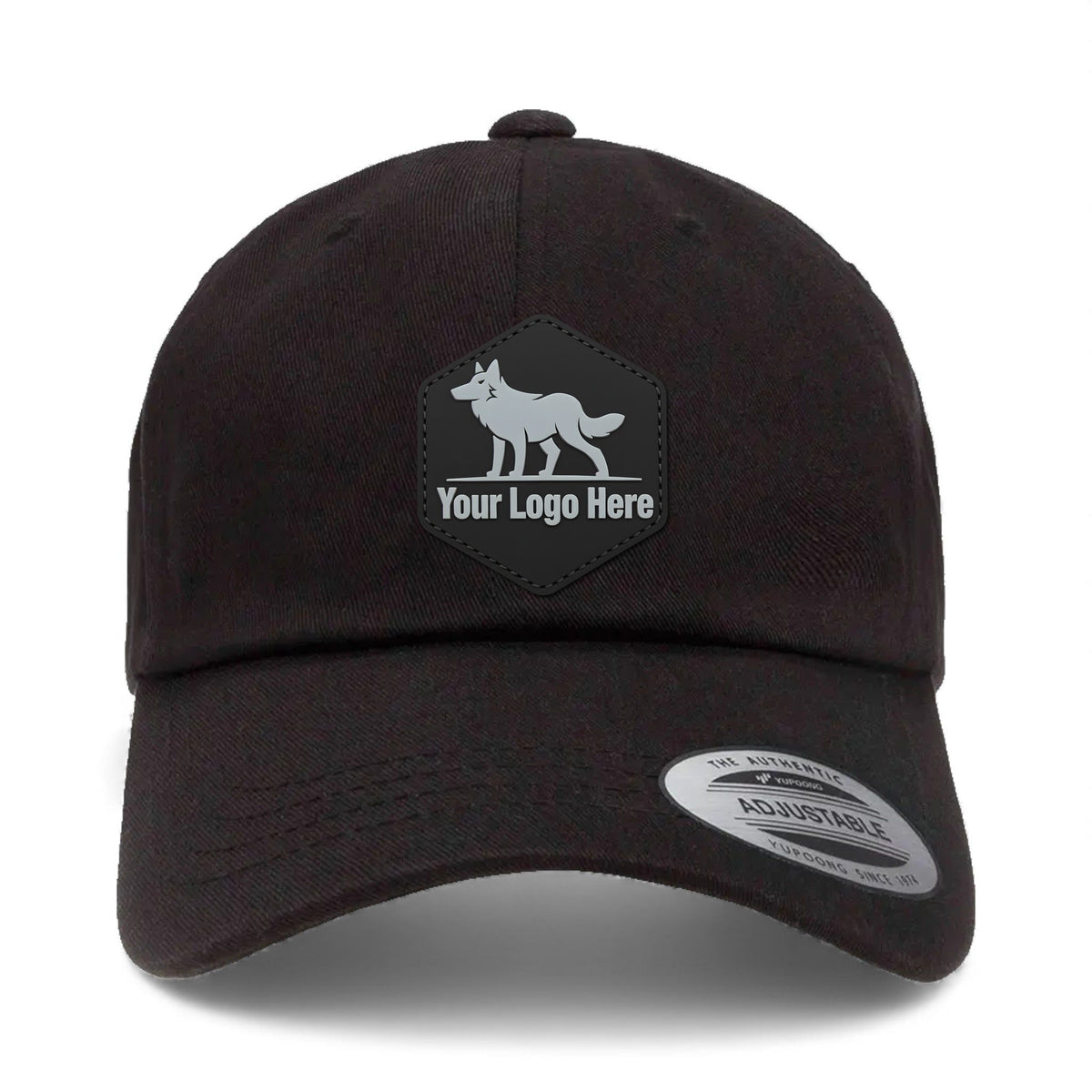 PVC patch preview of YP Classics 6245CM custom hat in black