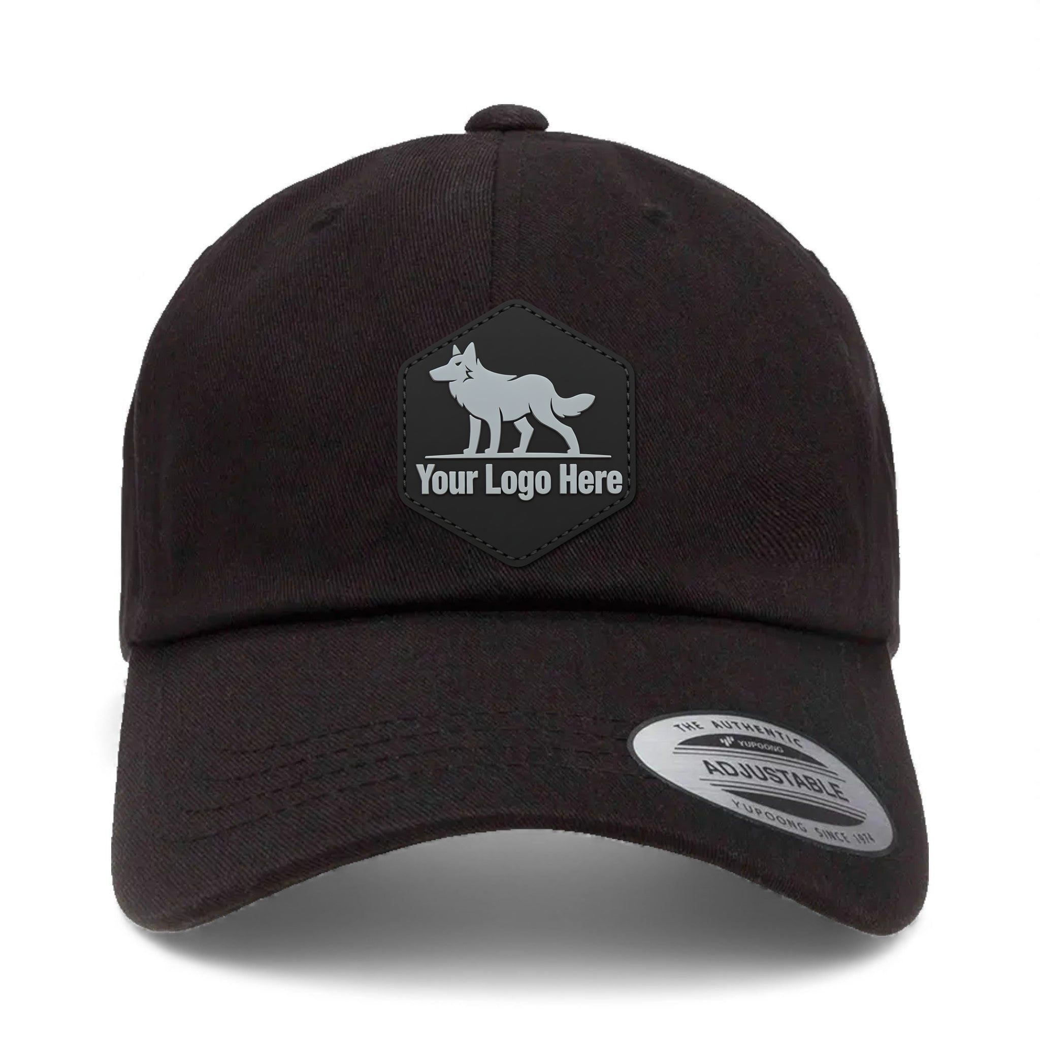 PVC patch preview of YP Classics 6245CM custom hat in black