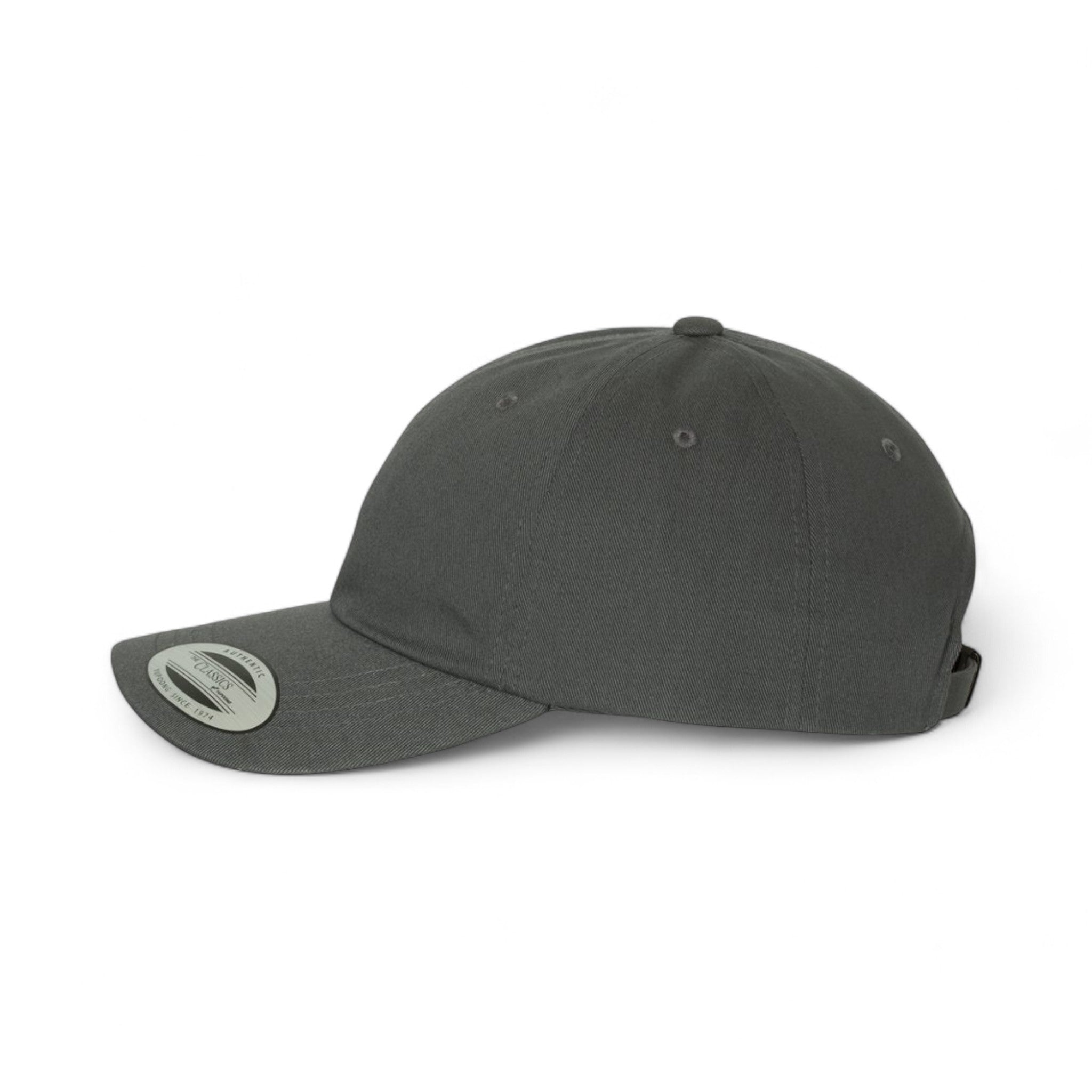 Left side view of YP Classics 6245CM custom hat in dark grey
