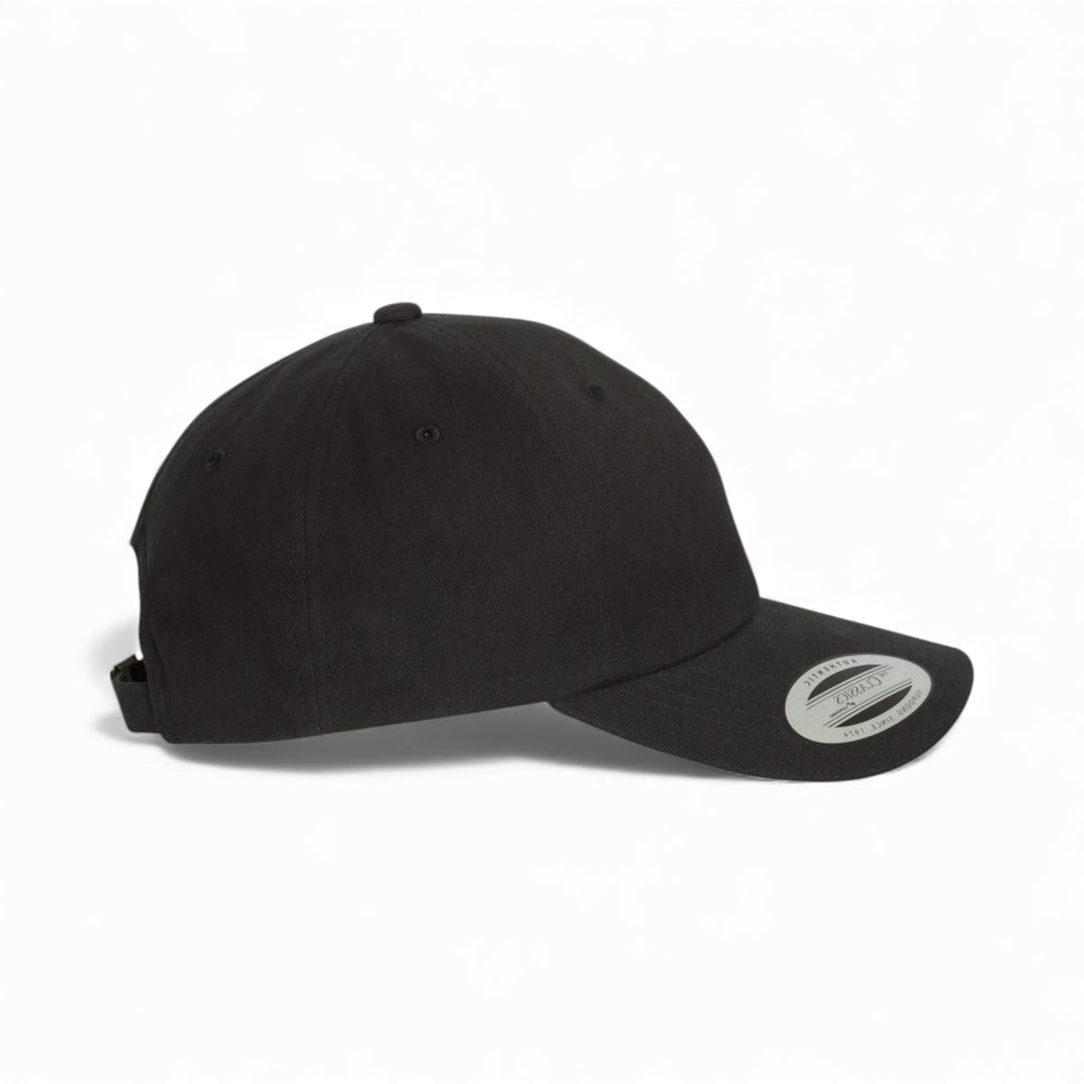 Right side view of YP Classics 6245PT custom hat in black