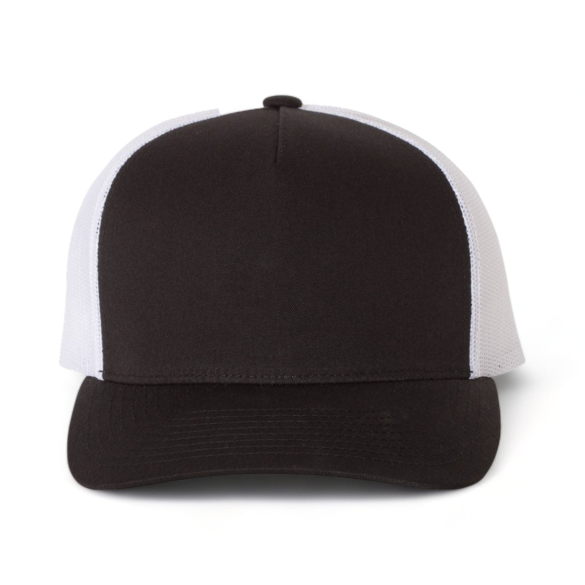 Front view of YP Classics 6506 custom hat in black and white