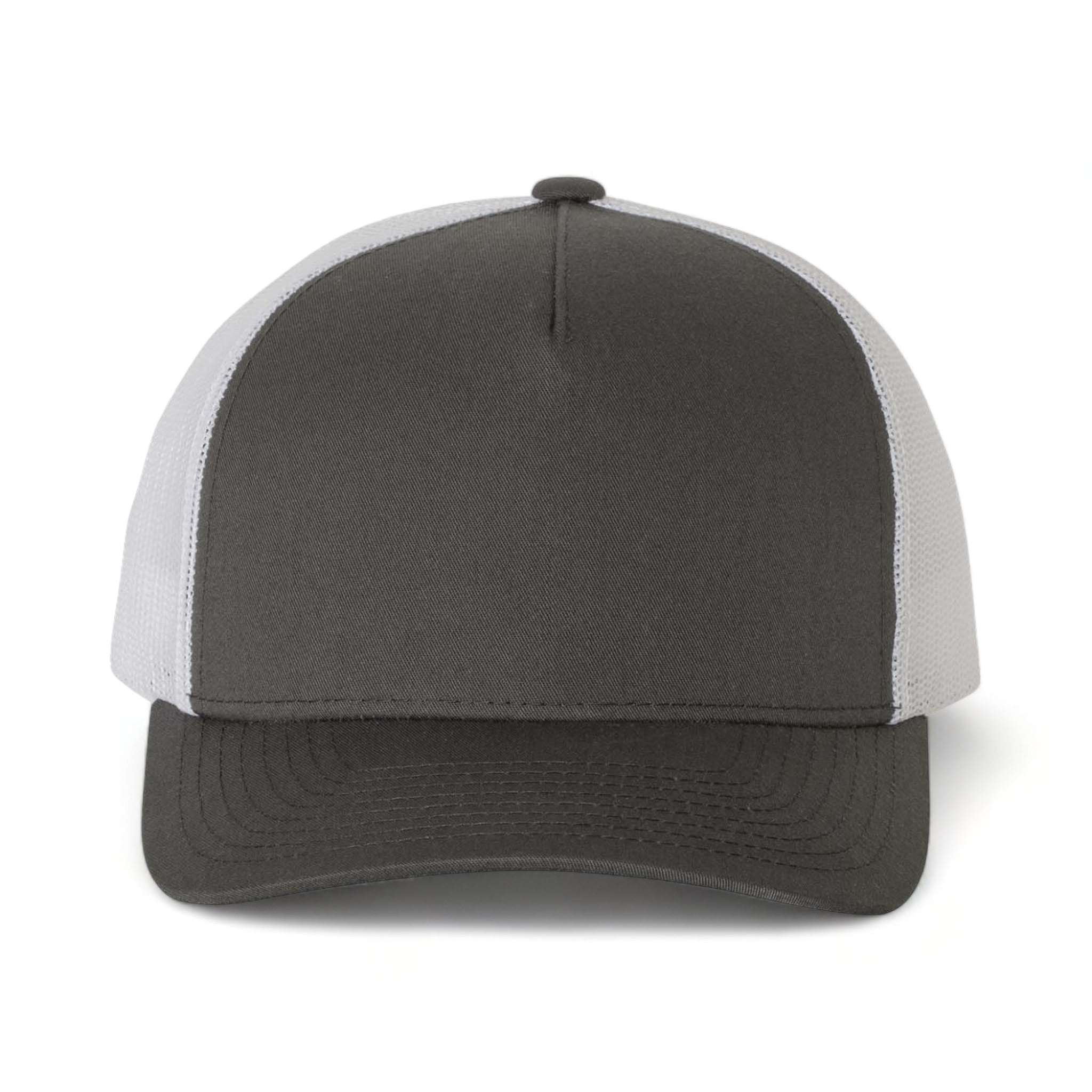 Front view of YP Classics 6506 custom hat in charcoal and white