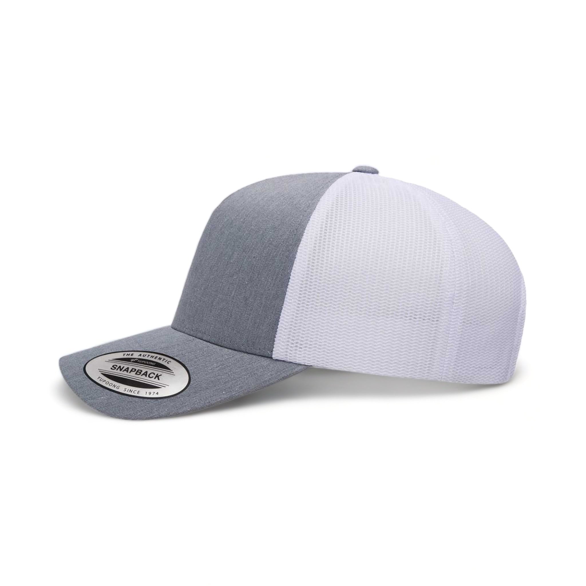 Side view of YP Classics 6506 custom hat in heather and white