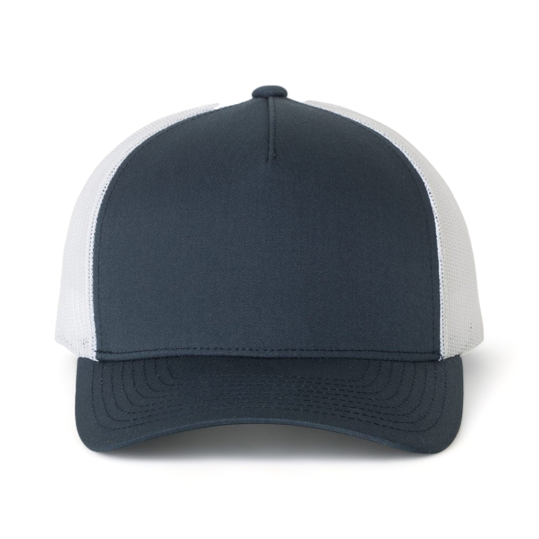 Front view of YP Classics 6506 custom hat in navy and white