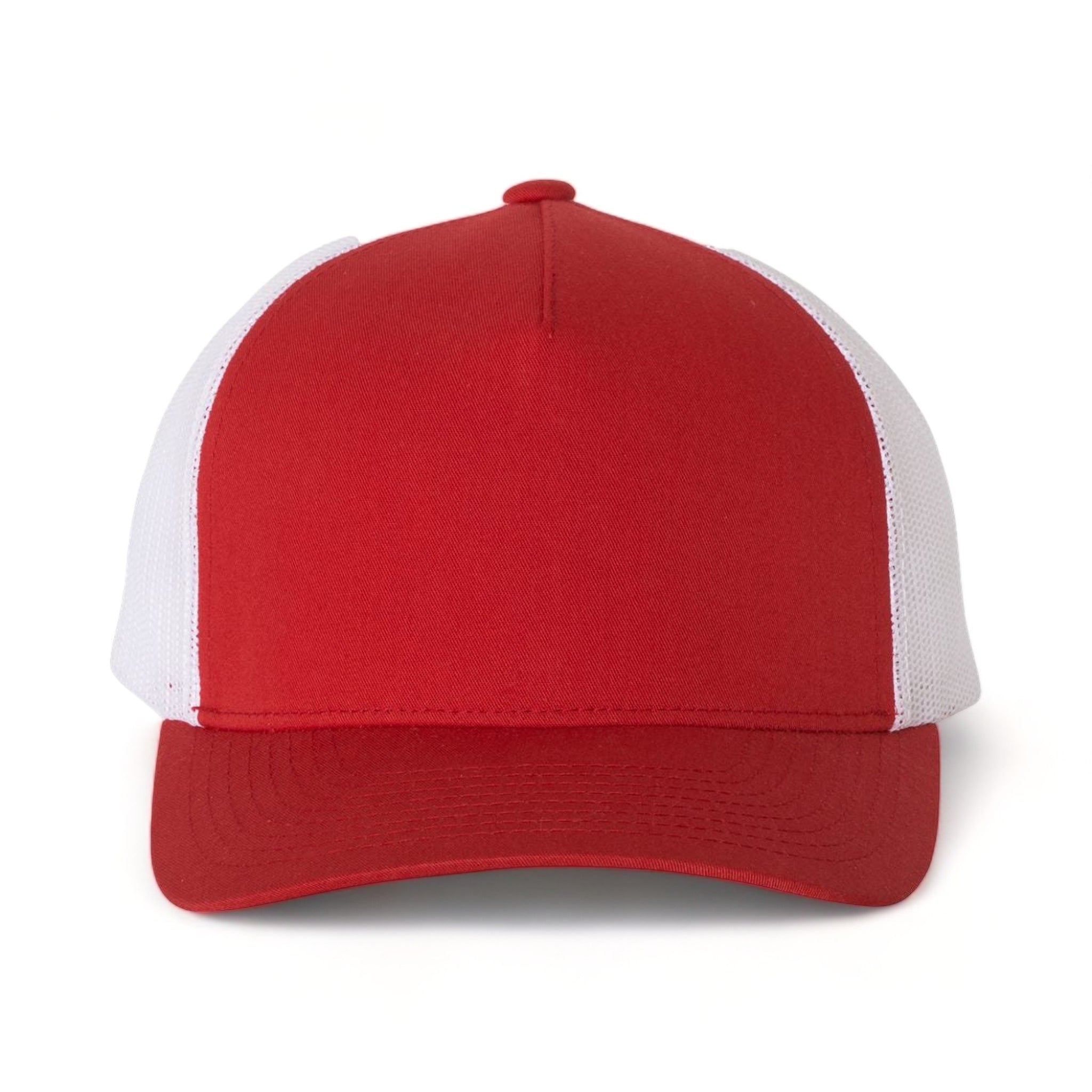 Front view of YP Classics 6506 custom hat in red and white