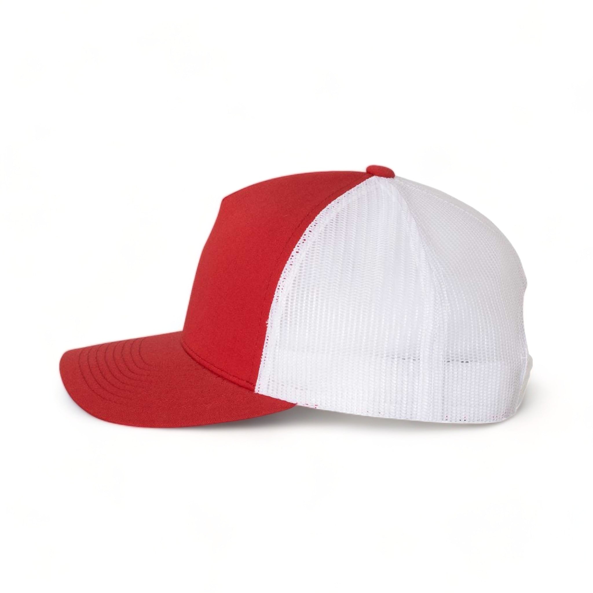Side view of YP Classics 6506 custom hat in red and white