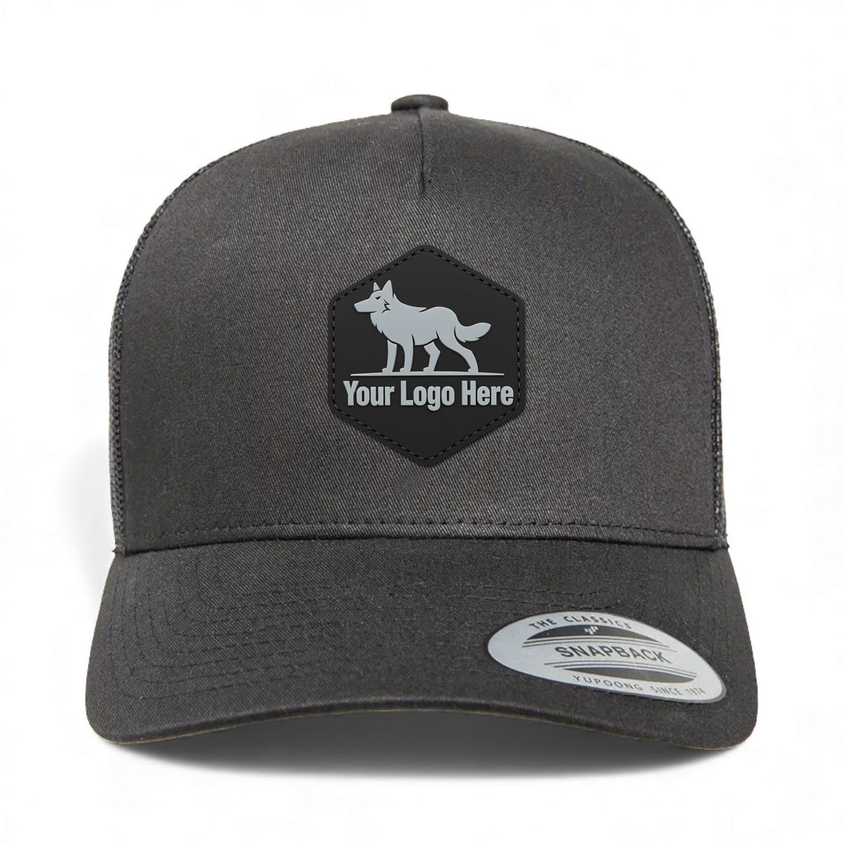 PVC patch preview of YP Classics 6506 custom hat in black