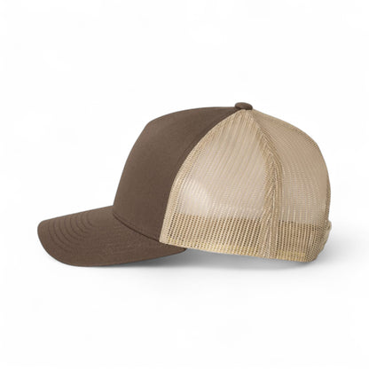 Left side view of YP Classics 6506 custom hat in brown and khaki