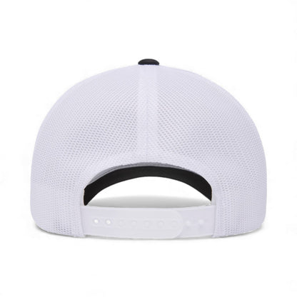 Back view of YP Classics 6601 custom hat in black and white
