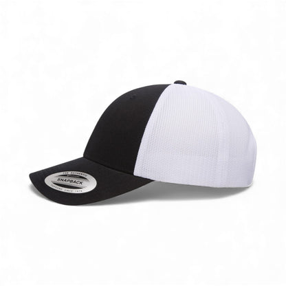 Left side view of YP Classics 6601 custom hat in black and white