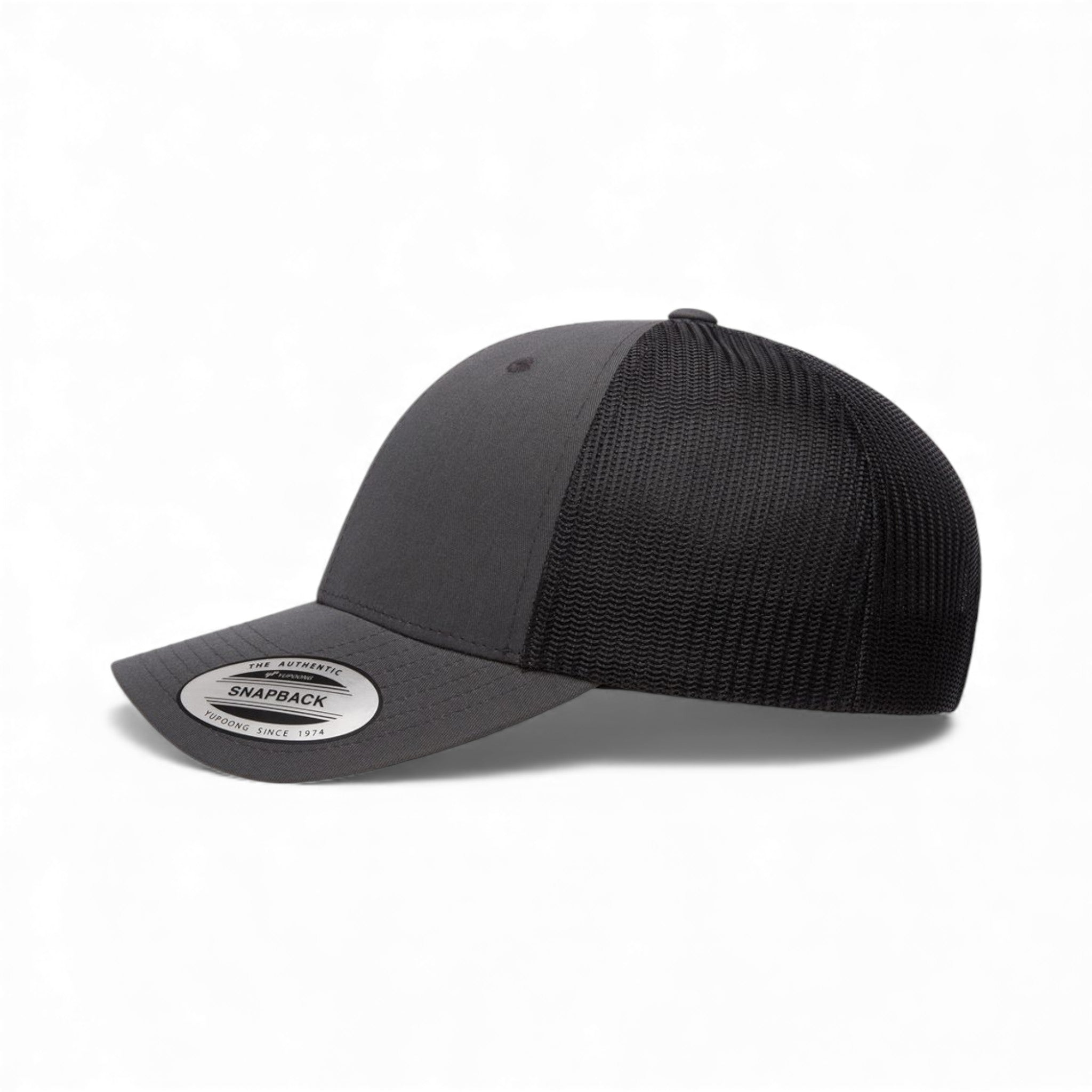 Left side view of YP Classics 6601 custom hat in charcoal and black