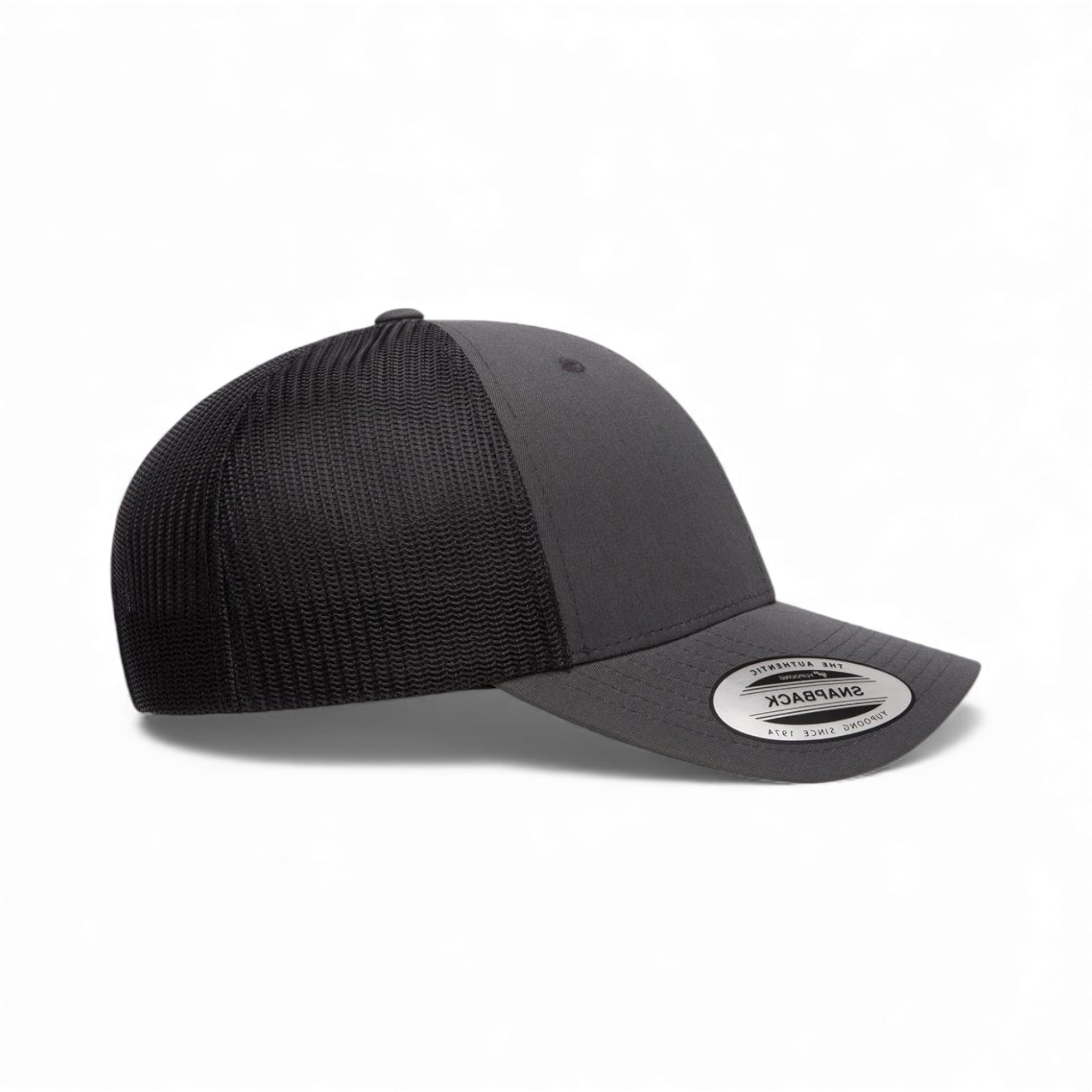 Right side view of YP Classics 6601 custom hat in charcoal and black