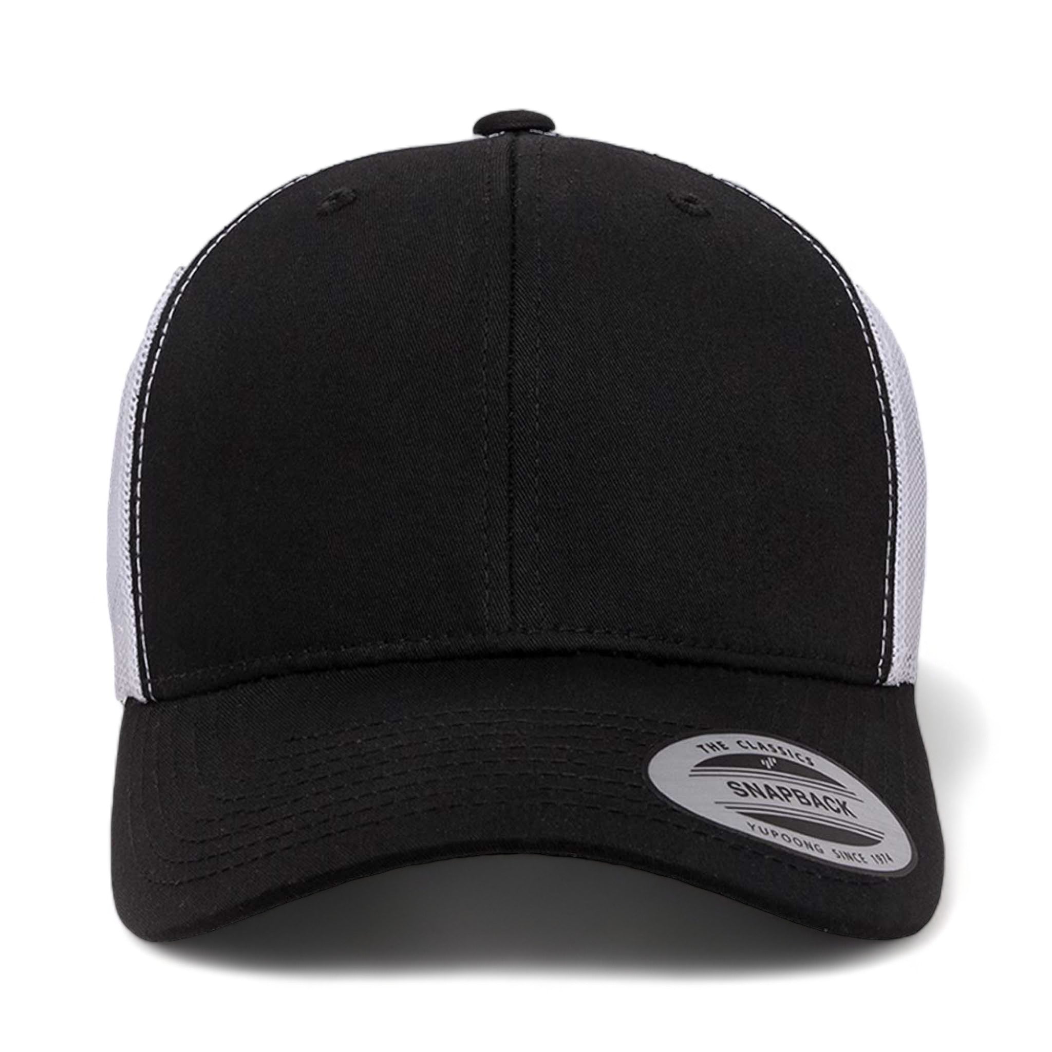 Front view of YP Classics 6606 custom hat in black and white