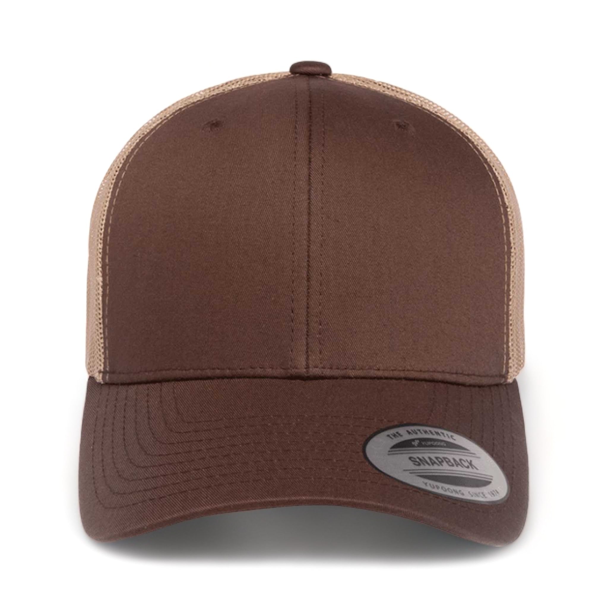 Front view of YP Classics 6606 custom hat in brown and khaki