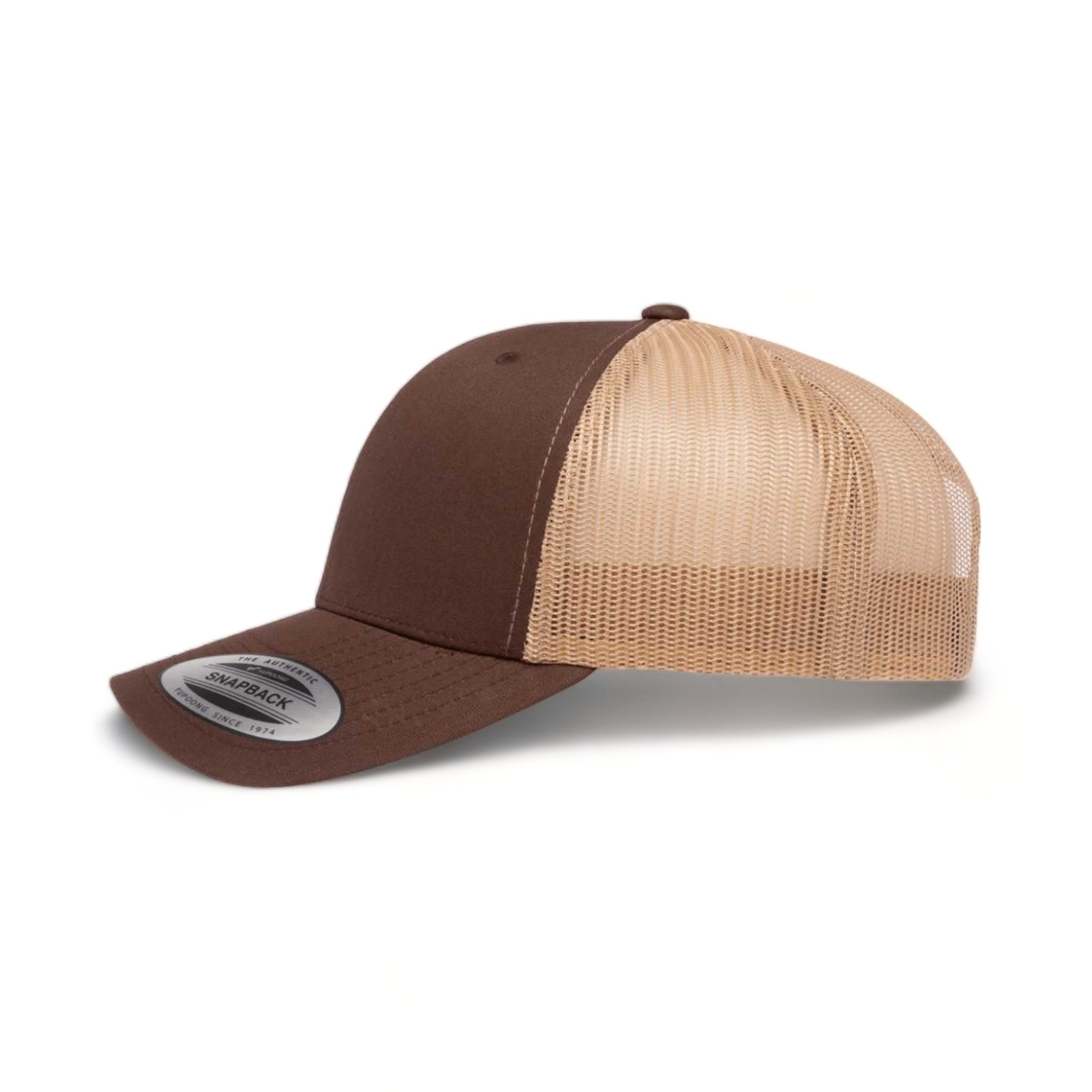 Side view of YP Classics 6606 custom hat in brown and khaki