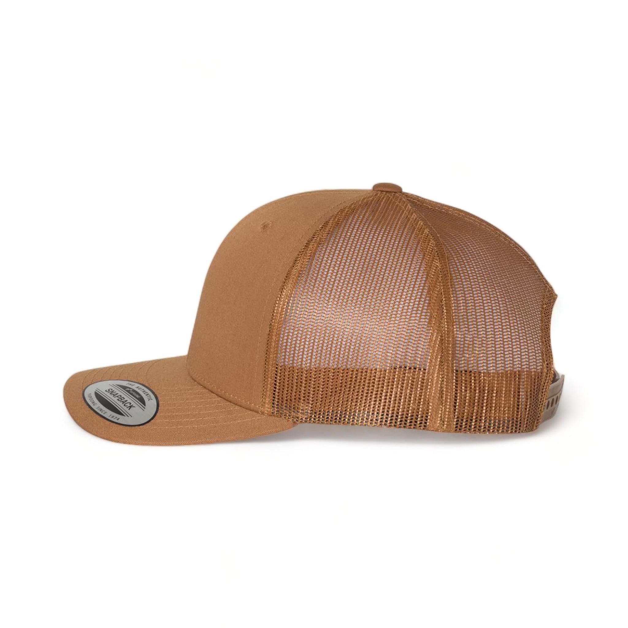 Side view of YP Classics 6606 custom hat in caramel