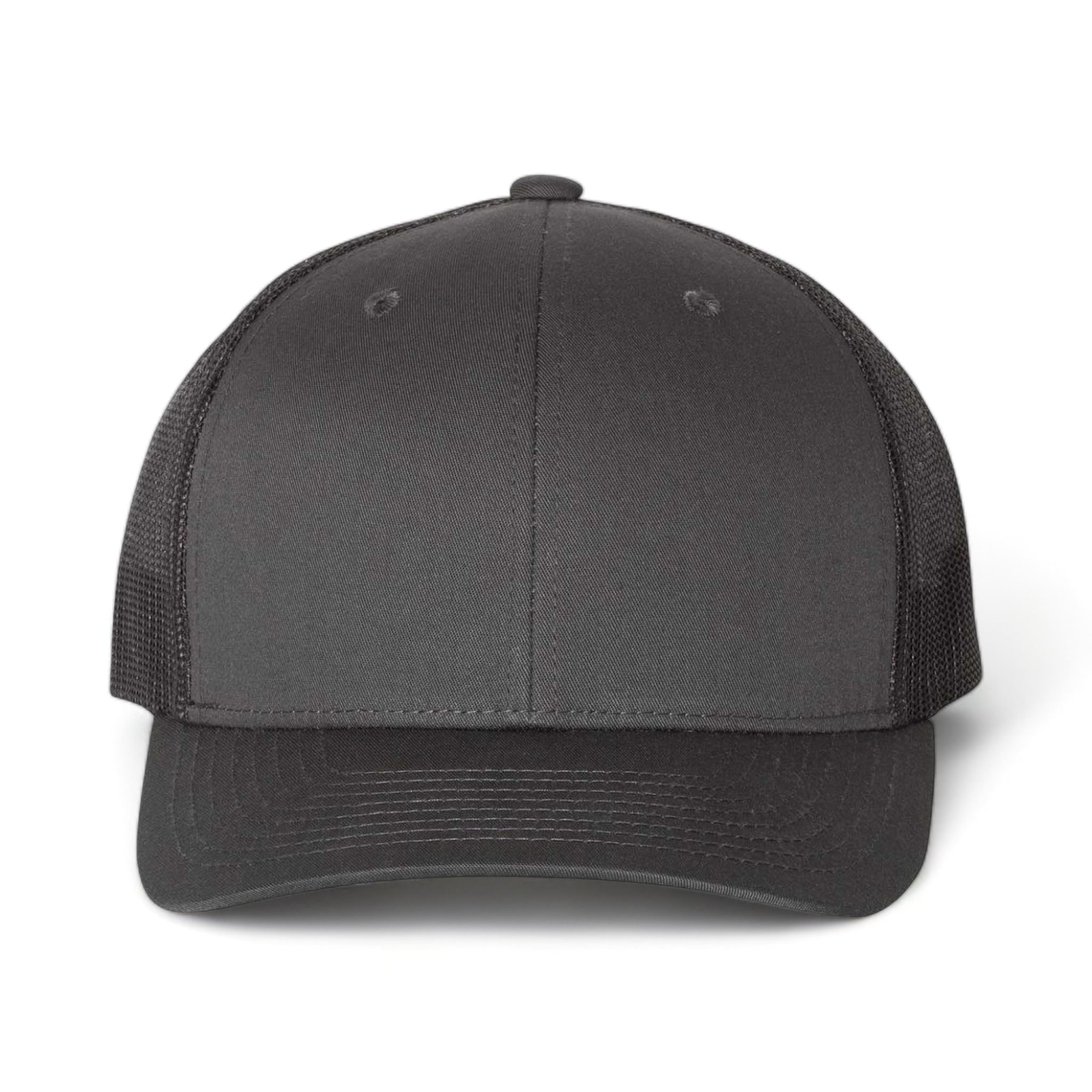 Front view of YP Classics 6606 custom hat in charcoal and black